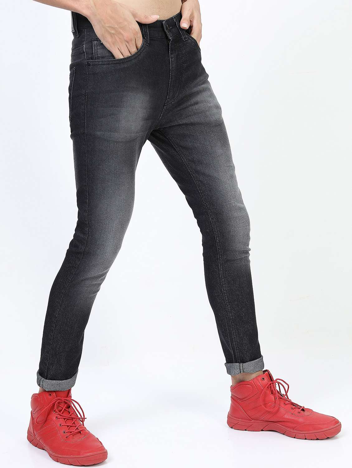 men mid rise plain jeans - 21596121 -  Standard Image - 1