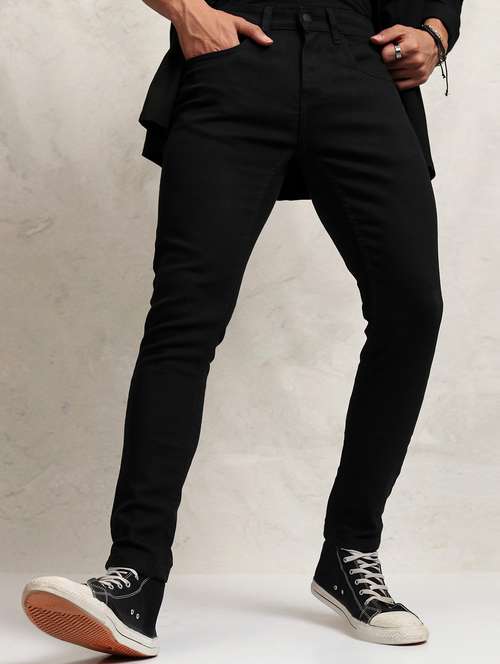 men mid rise plain skinny fit jeans