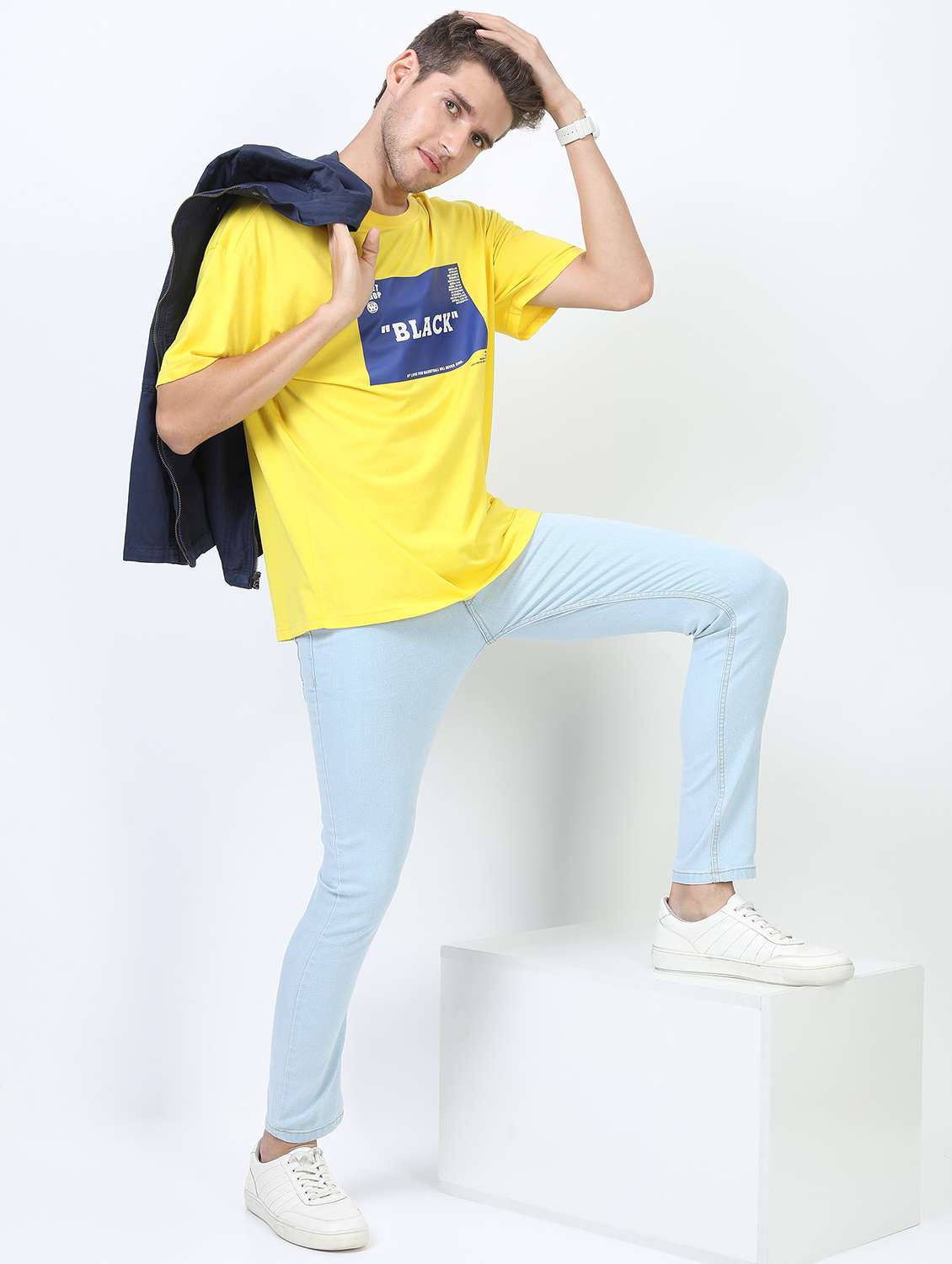 men plain slim fit mid rise jeans - 21596130 - Standard Image - 4
