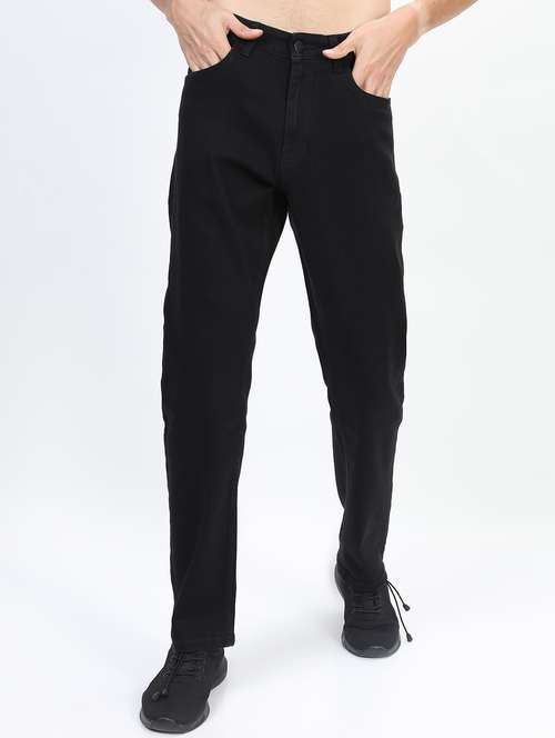 men plain straight fit mid rise jeans - 21596144 -  Standard Image - 0