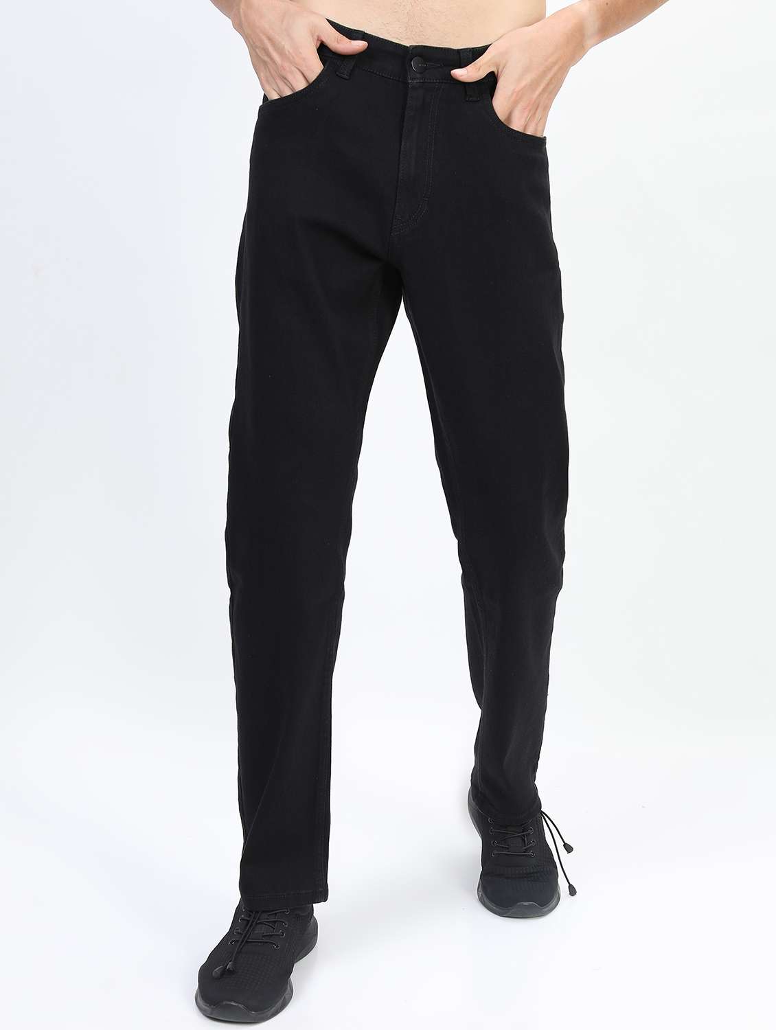 men plain straight fit mid rise jeans - 21596144 -  Zoom Image - 0