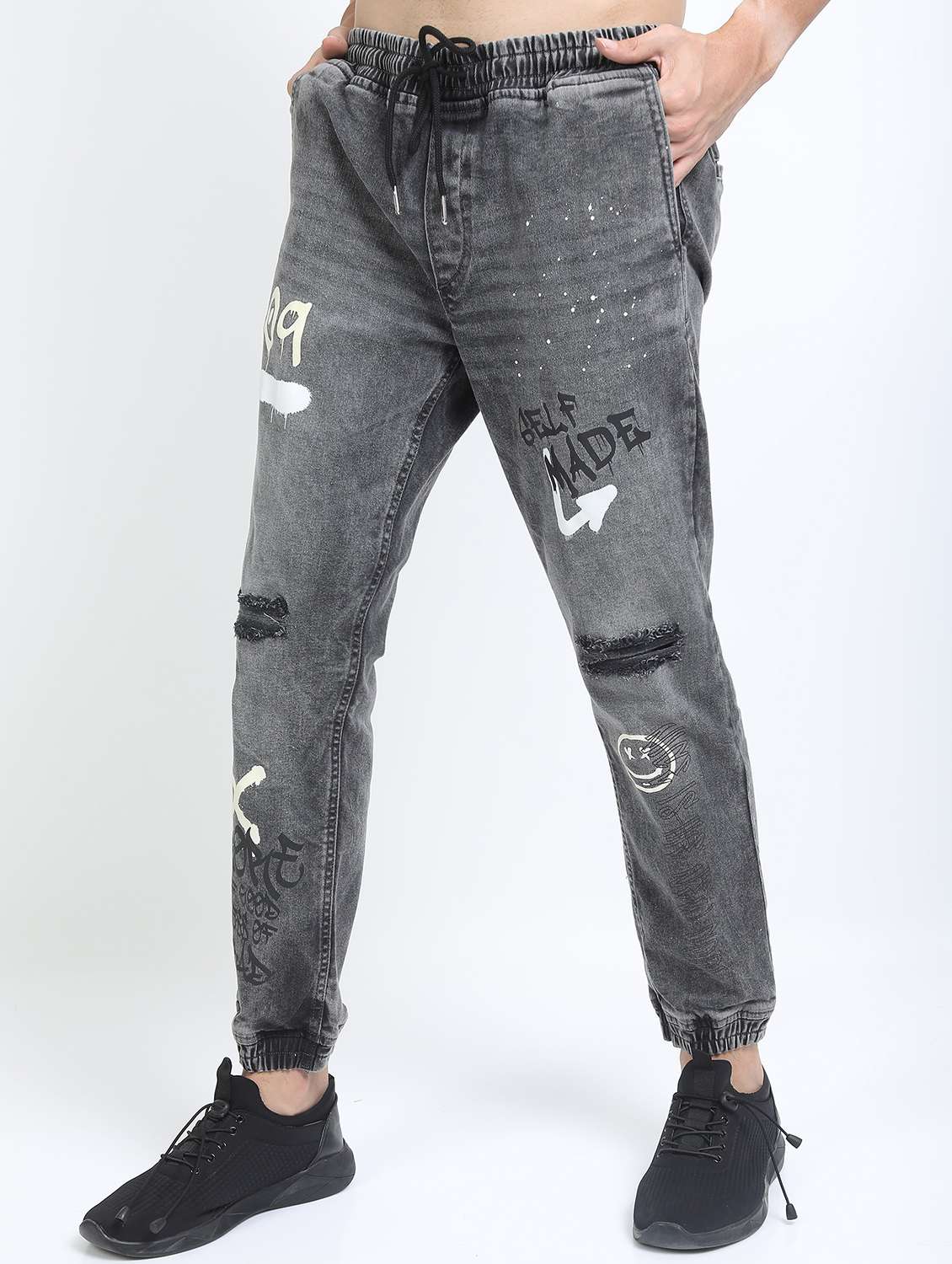 men printed slash knee jogger - 21596151 - Standard Image - 1