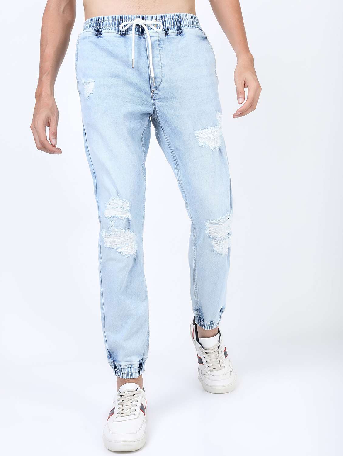 light blue cotton blend jeans