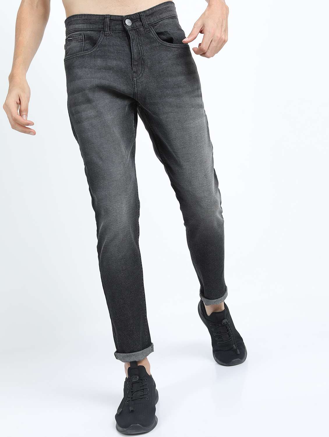 men plain slim fit mid rise jeans