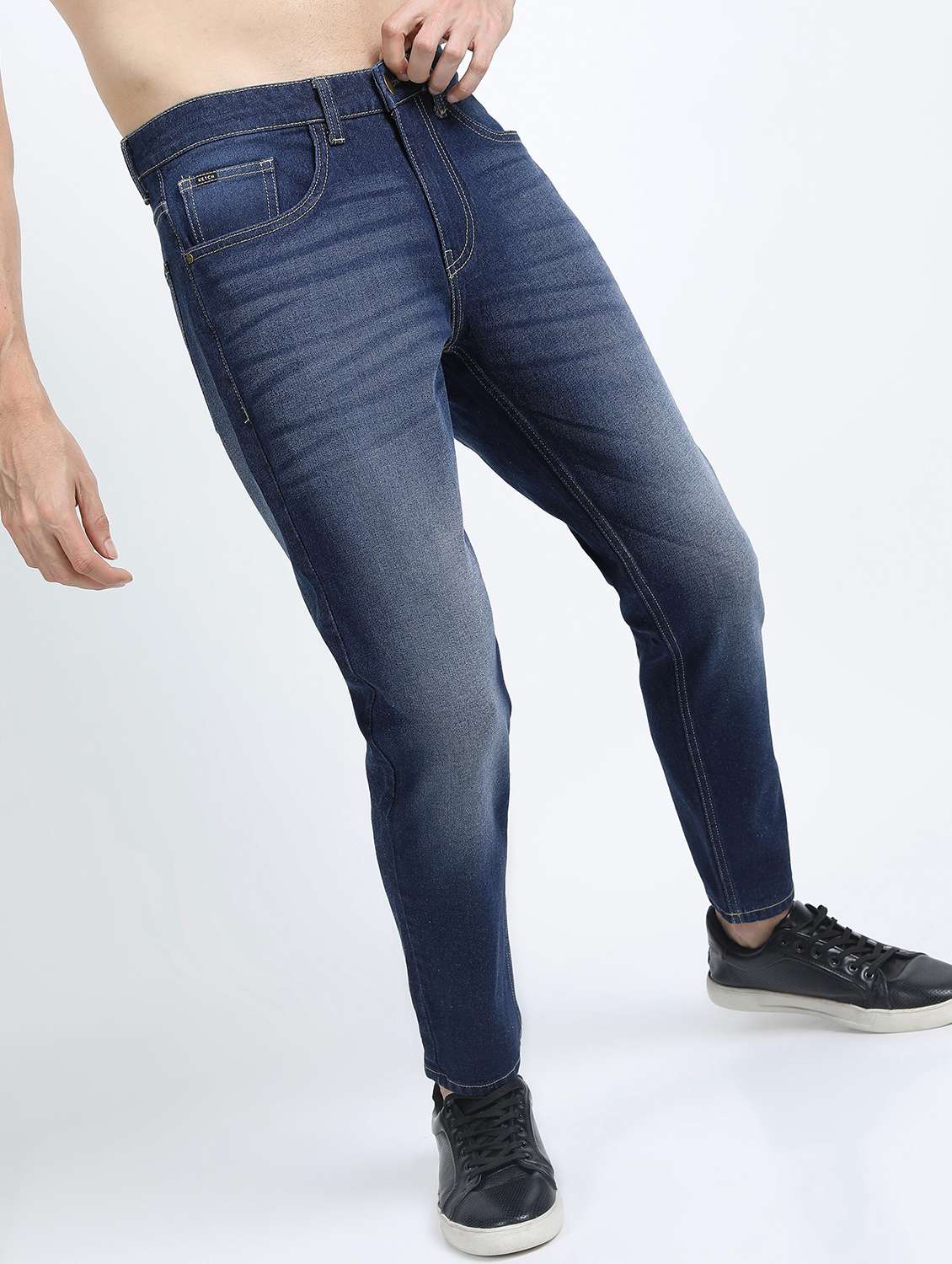 men plain slim fit mid rise jeans - 21596174 -  Standard Image - 1