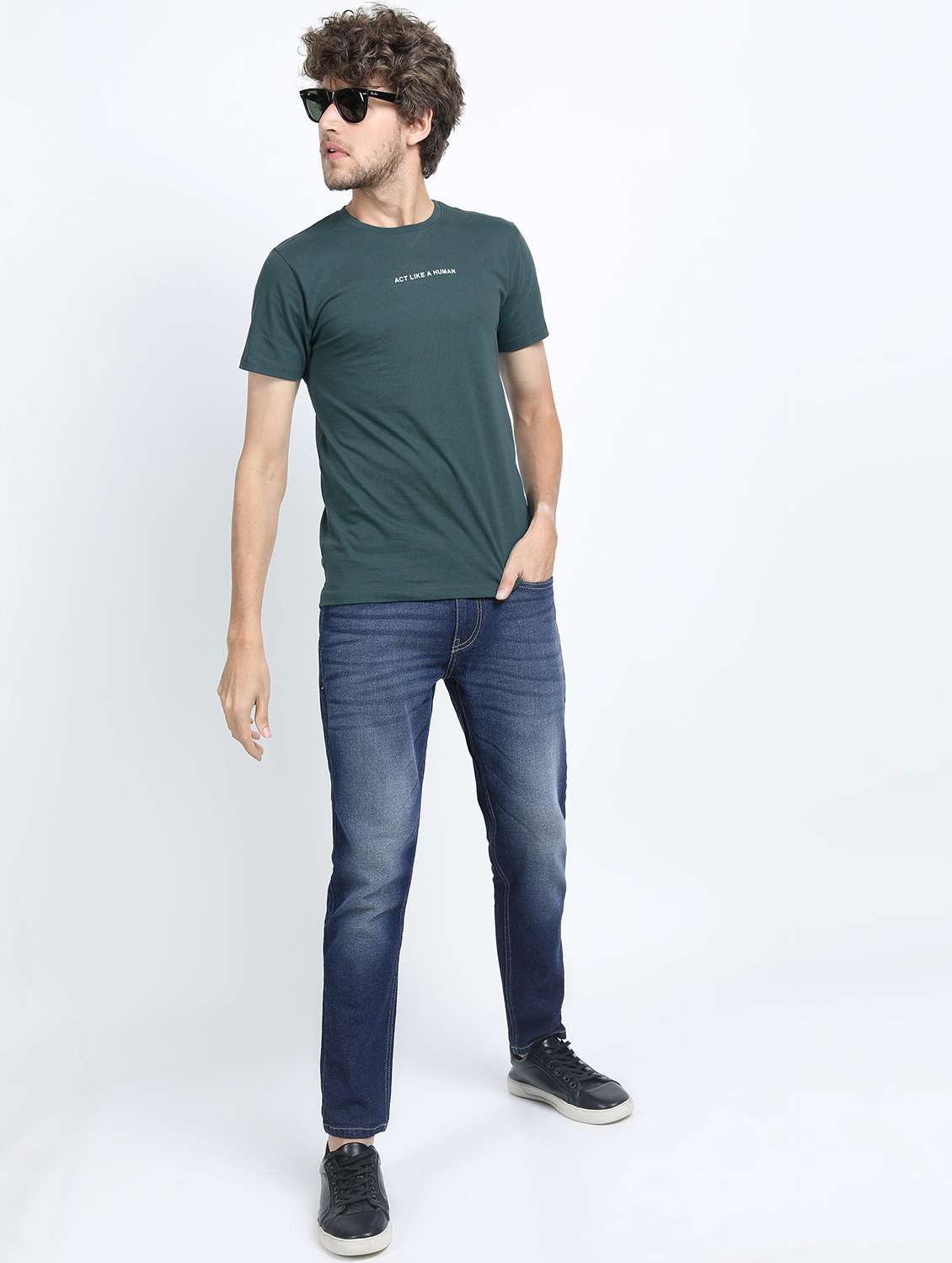 men plain slim fit mid rise jeans - 21596174 - Standard Image - 4