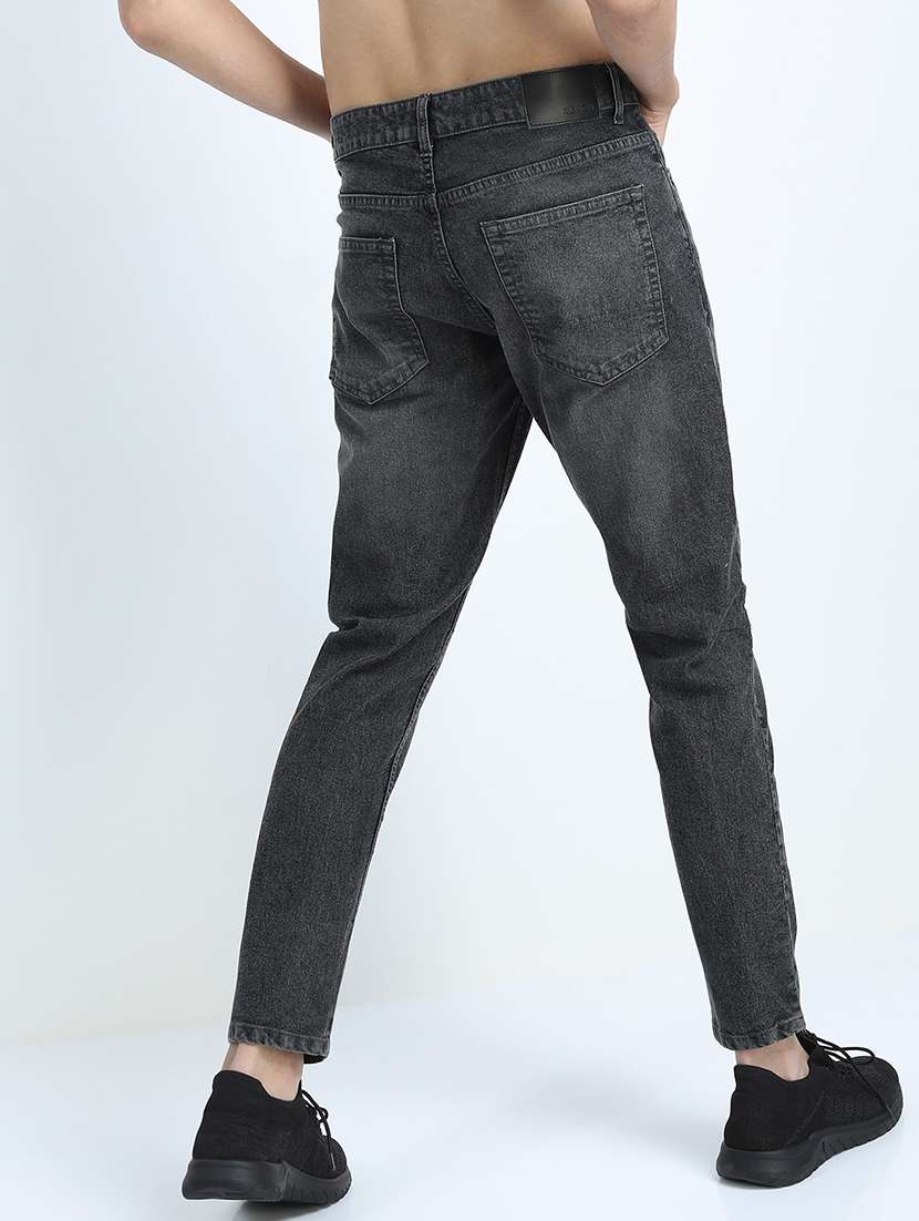men plain slim fit mid rise jeans - 21596179 -  Standard Image - 1