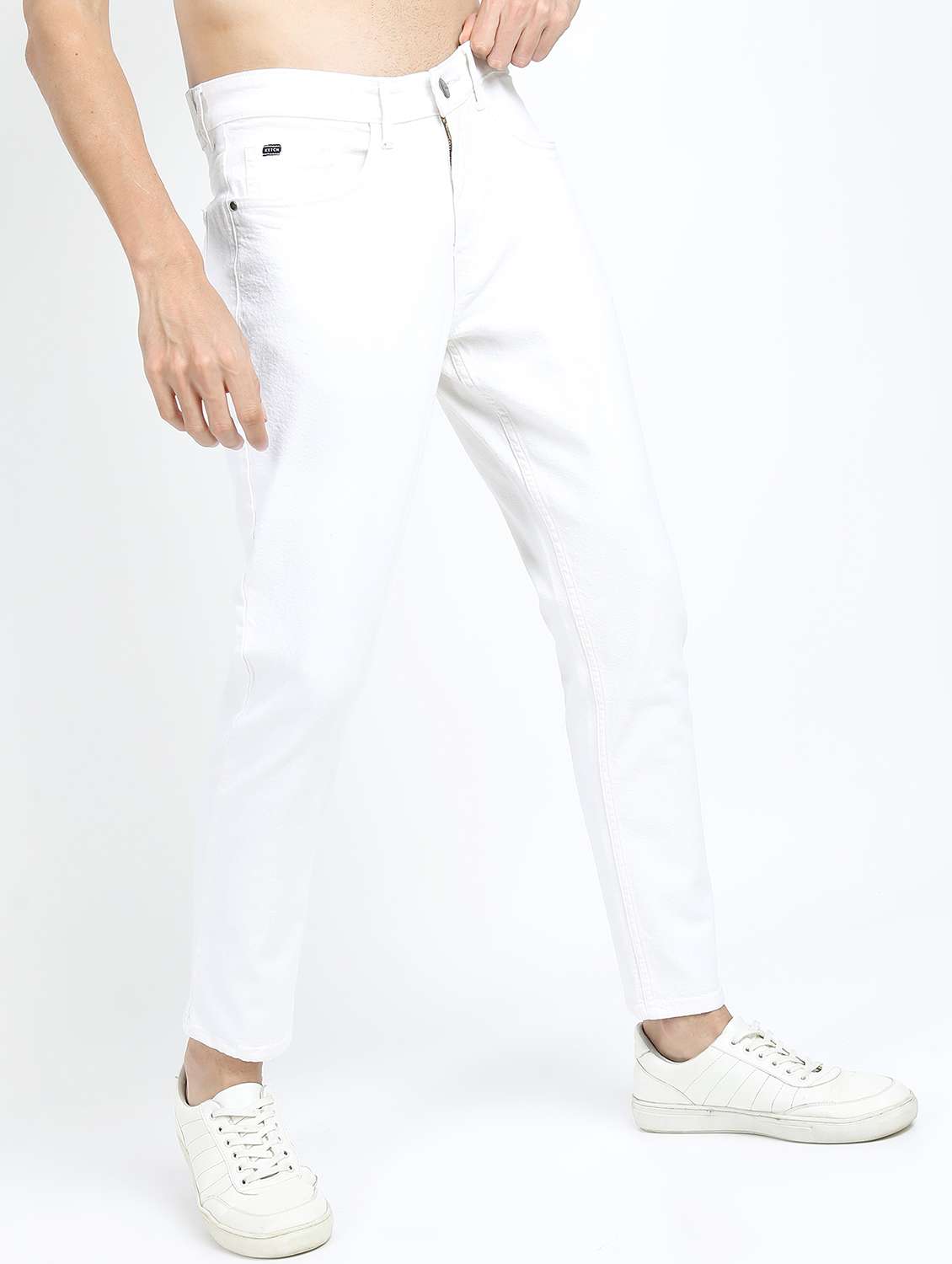 men plain slim fit mid rise jeans - 21596180 -  Standard Image - 1