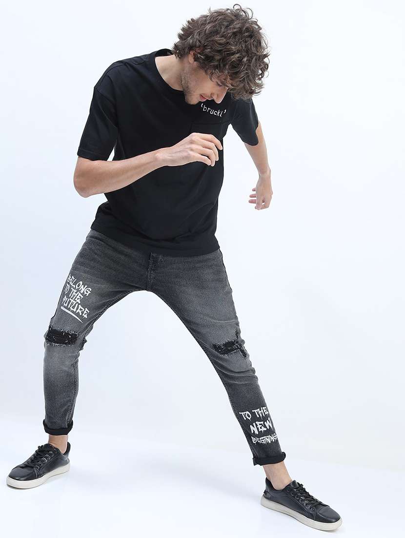 men distressed slim fit mid rise jeans - 21596200 -  Standard Image - 4