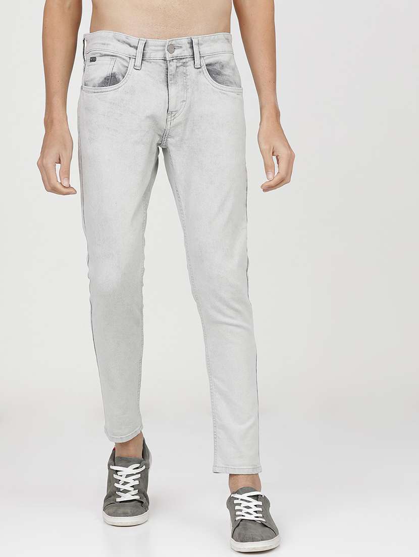 men solid mid rise slim fit jean