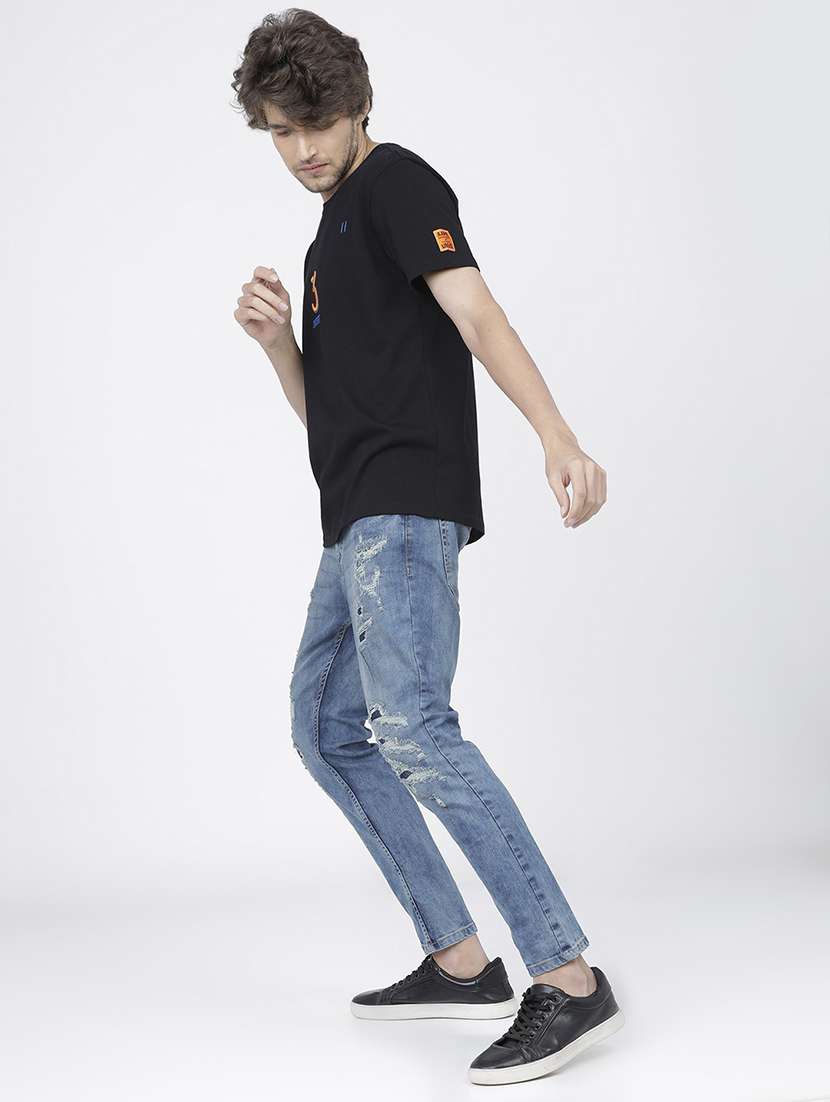 men distress slim fit mid rise jeans - 21596247 -  Standard Image - 4