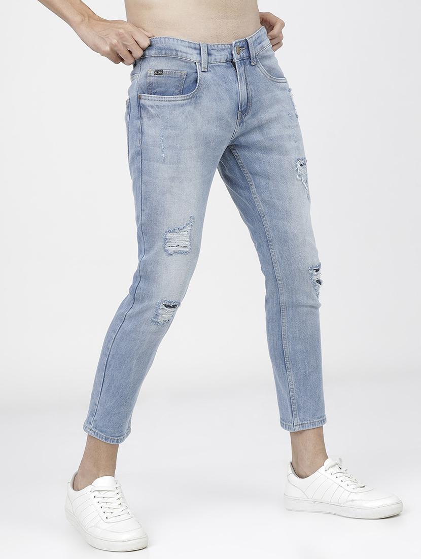 men distress slim fit mid rise jeans - 21596250 - Standard Image - 1