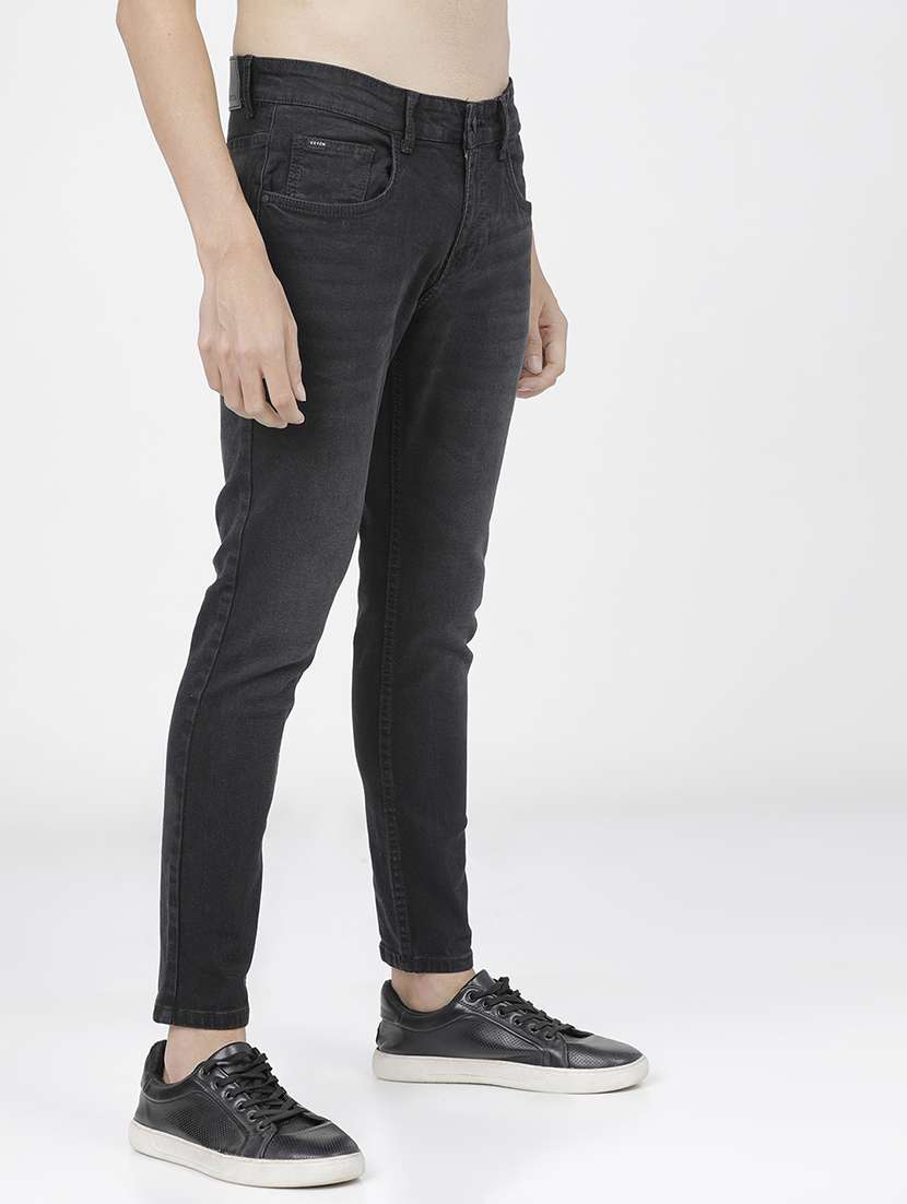 men plain slim fit mid rise jeans - 21596254 -  Standard Image - 1