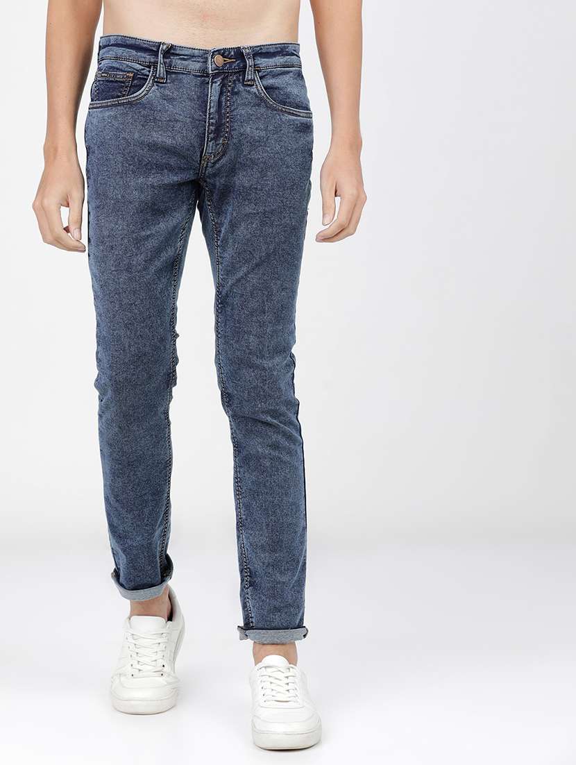 men plain slim fit mid rise jeans - 21596264 - Zoom Image - 0
