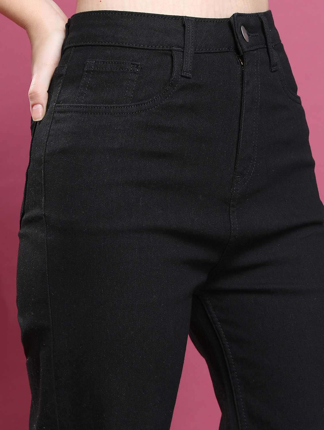 women solid high rise straight fit jean - 21596289 -  Standard Image - 4