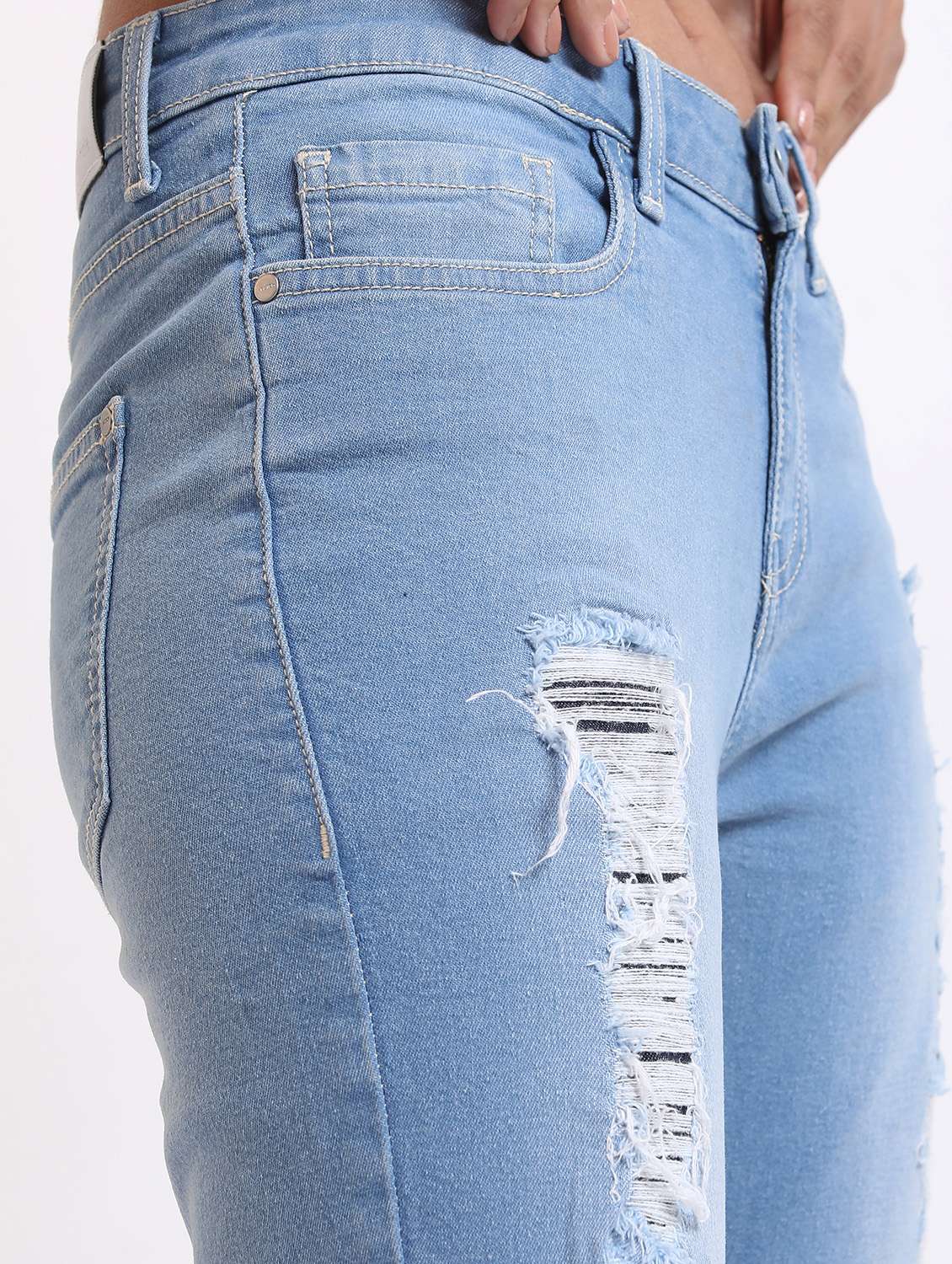 women distressed high rise slim fit jean - 21596292 -  Standard Image - 4