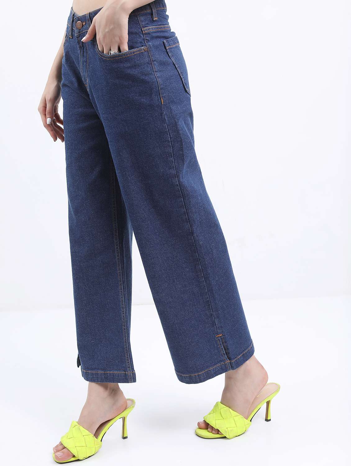 women solid mid rise wide leg jean - 21596298 -  Standard Image - 1