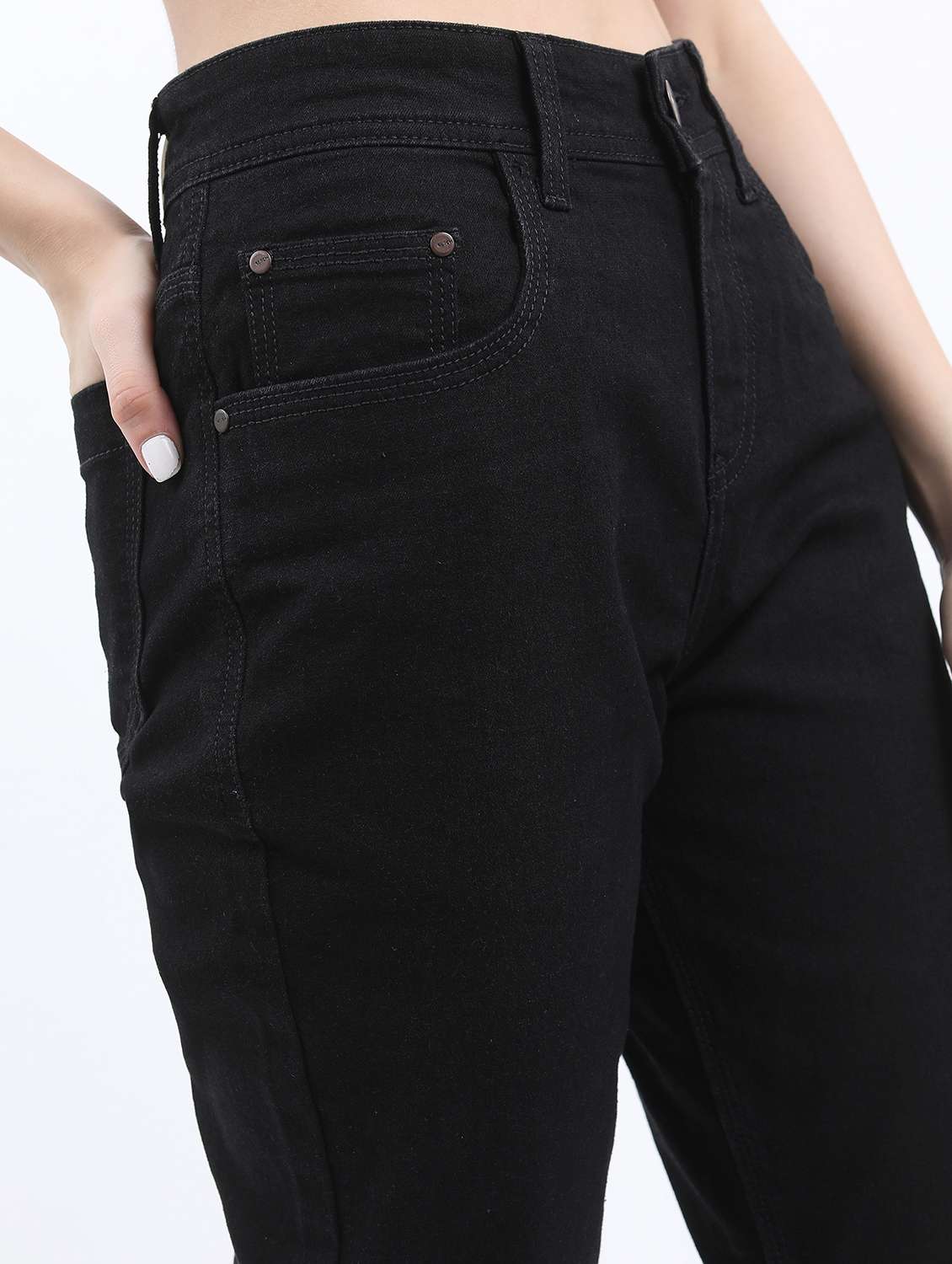 women solid high rise straight fit jean - 21596299 - Standard Image - 4