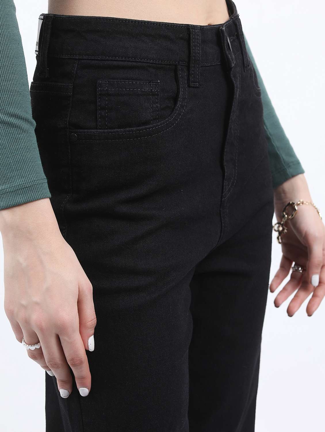women solid high rise wide leg jean - 21596302 - Standard Image - 4