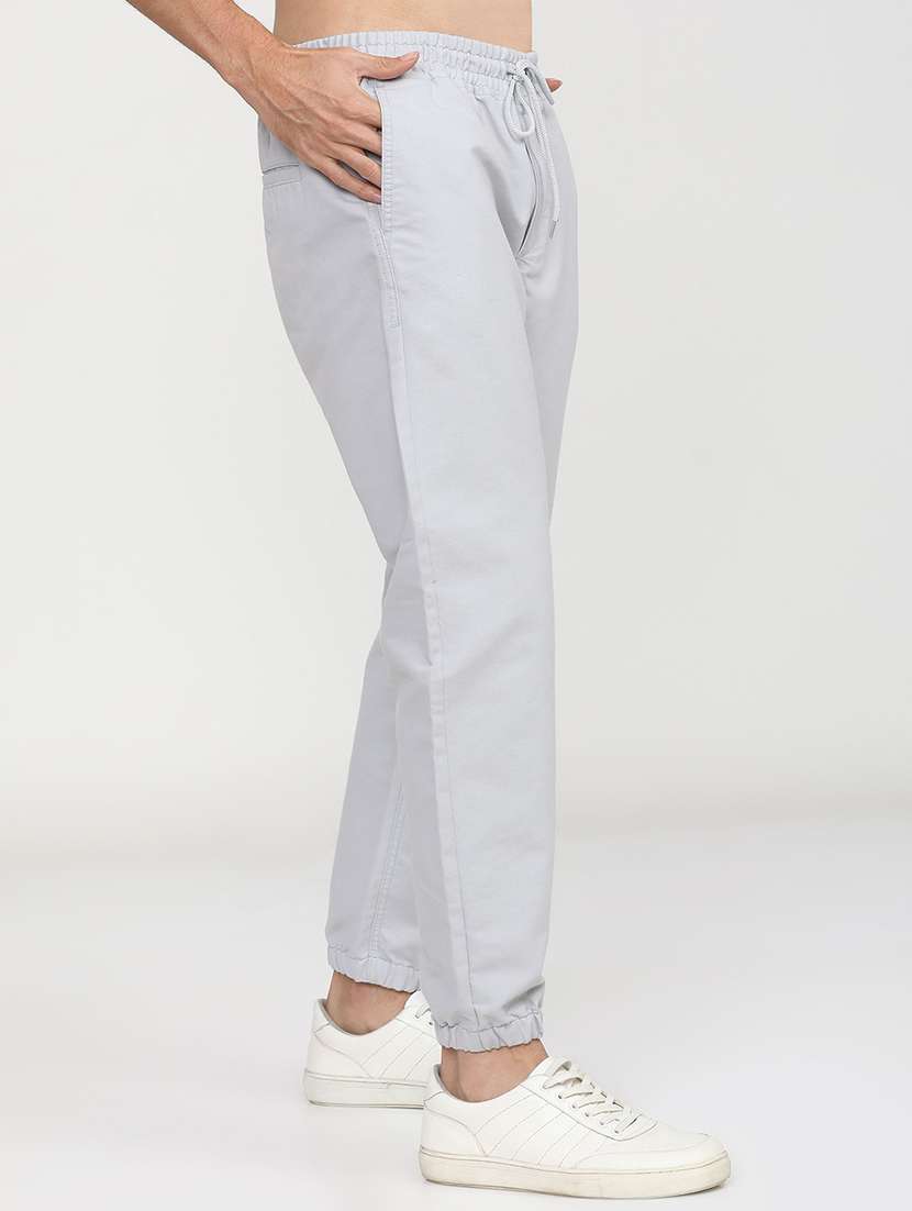 men solid regular fit mid rise jogger - 21596362 -  Standard Image - 1
