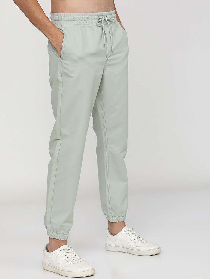 men mid rise solid joggers - 21596363 -  Standard Image - 1