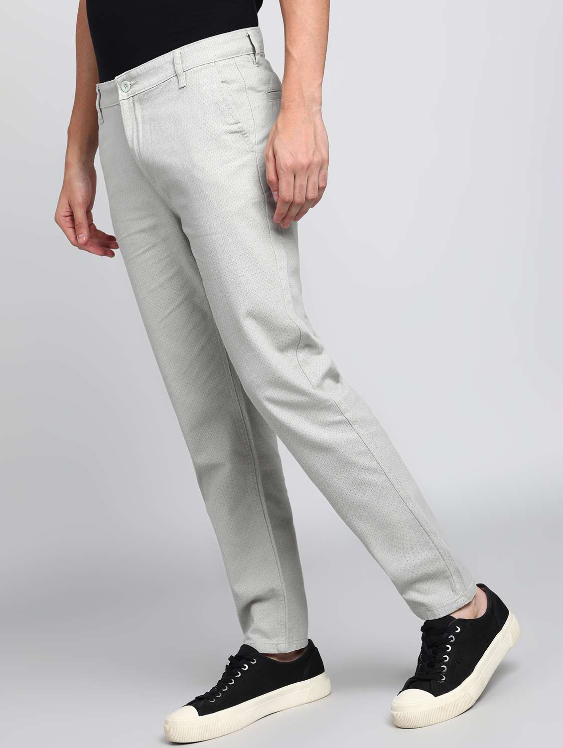 men printed mid rise chinos casual trouser - 21596366 - Standard Image - 1