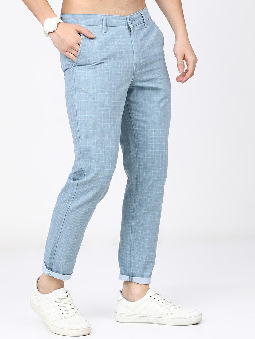 men checkered mid rise chinos casual trouser - 21596368 - Standard Image - 1
