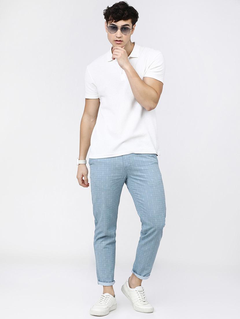 men checkered mid rise chinos casual trouser - 21596368 - Standard Image - 4