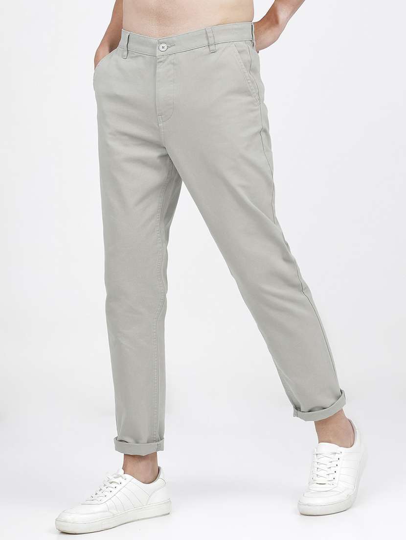 men solid mid rise chinos casual trouser - 21596379 -  Standard Image - 1