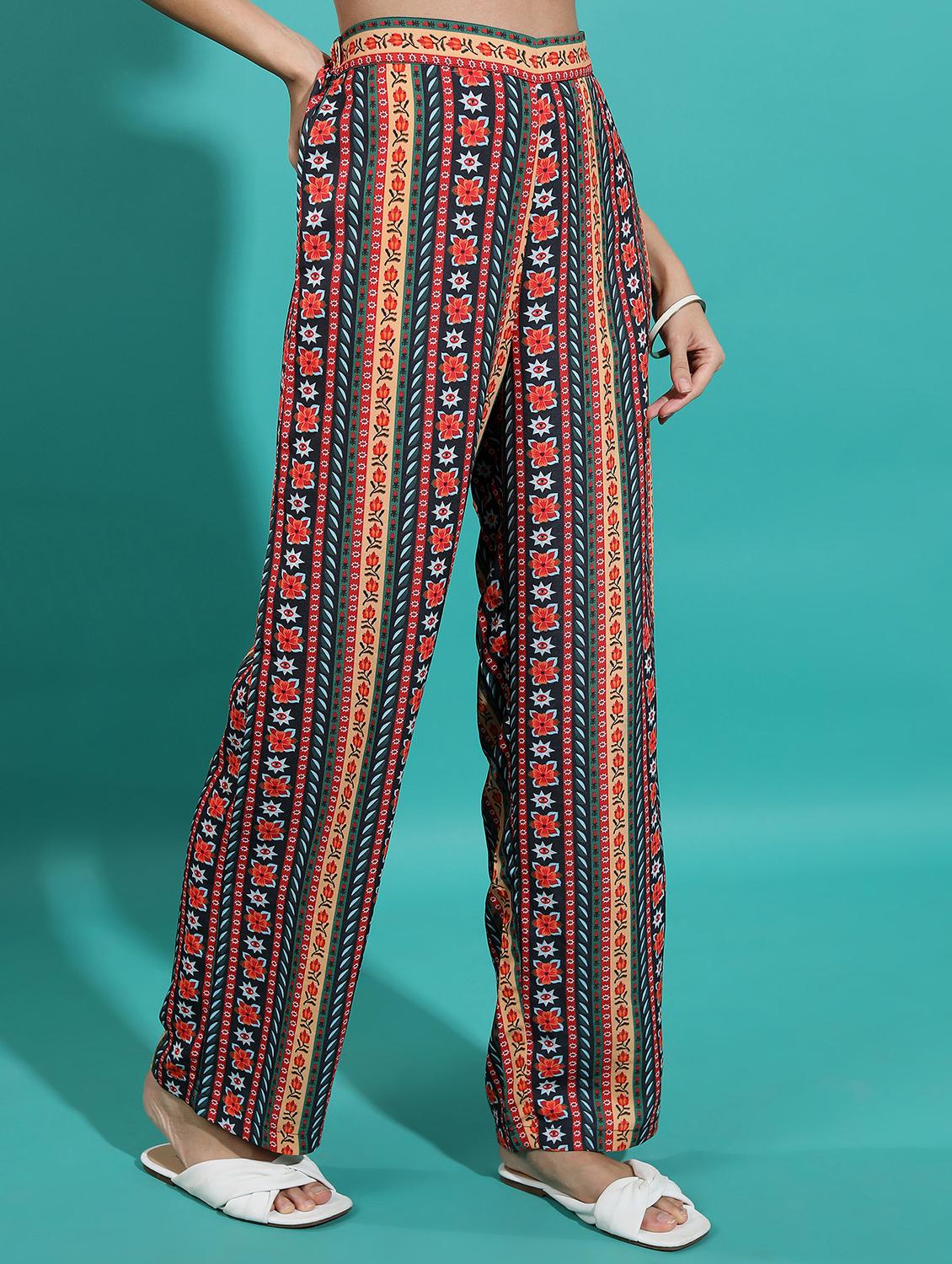 women multicolored printed wide leg trouser - 21596422 -  Standard Image - 1