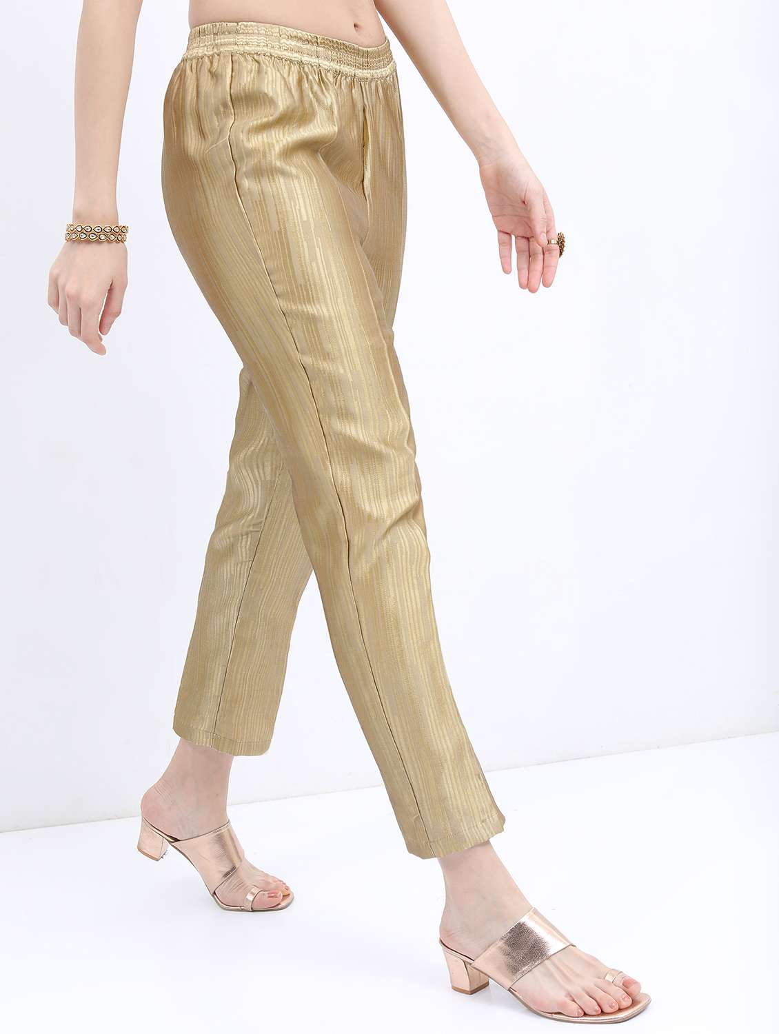 women gold solid peg trouser - 21596430 -  Standard Image - 1