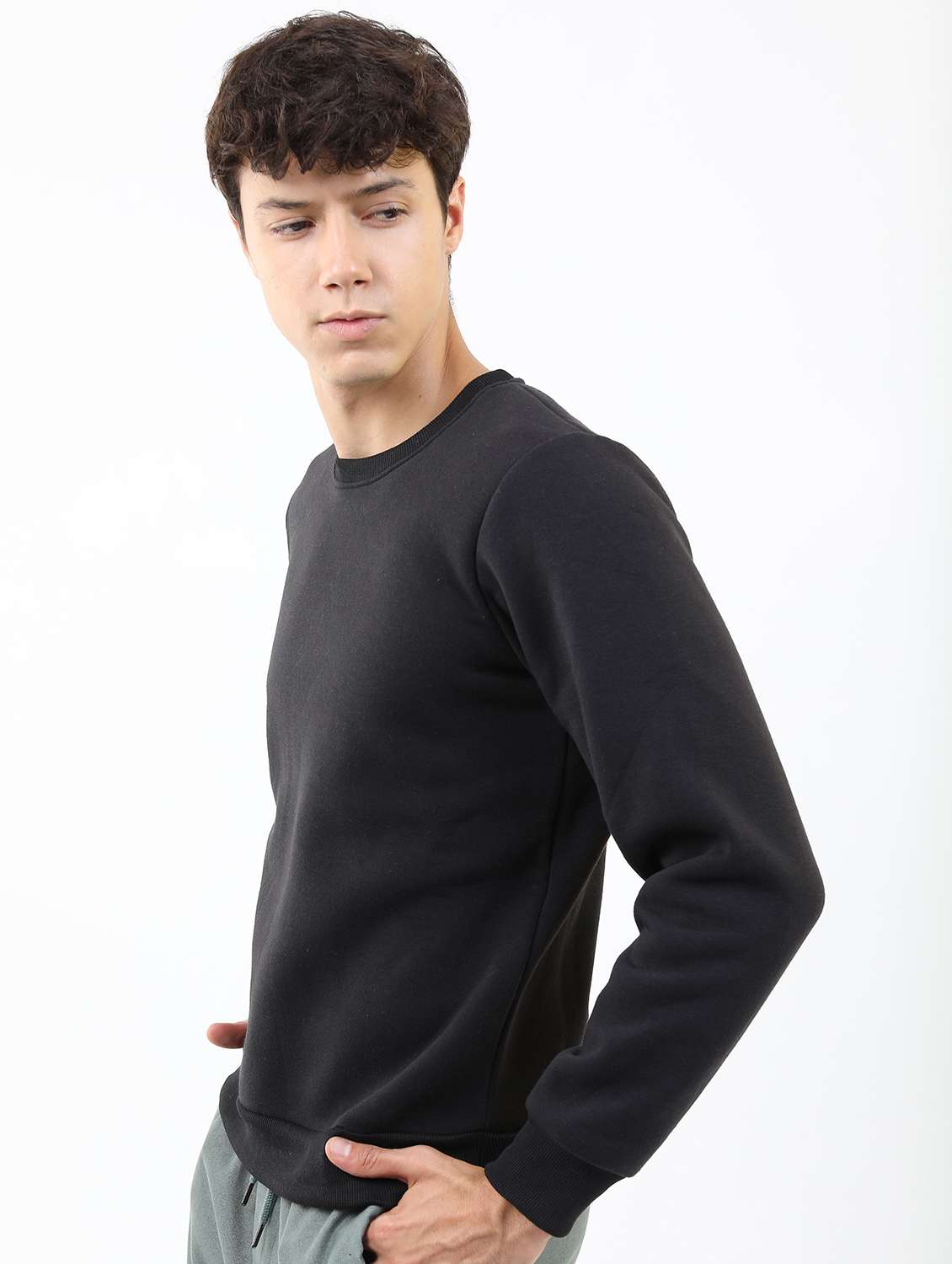 men solid pullover long sleeve sweatshirt - 21596446 -  Standard Image - 1
