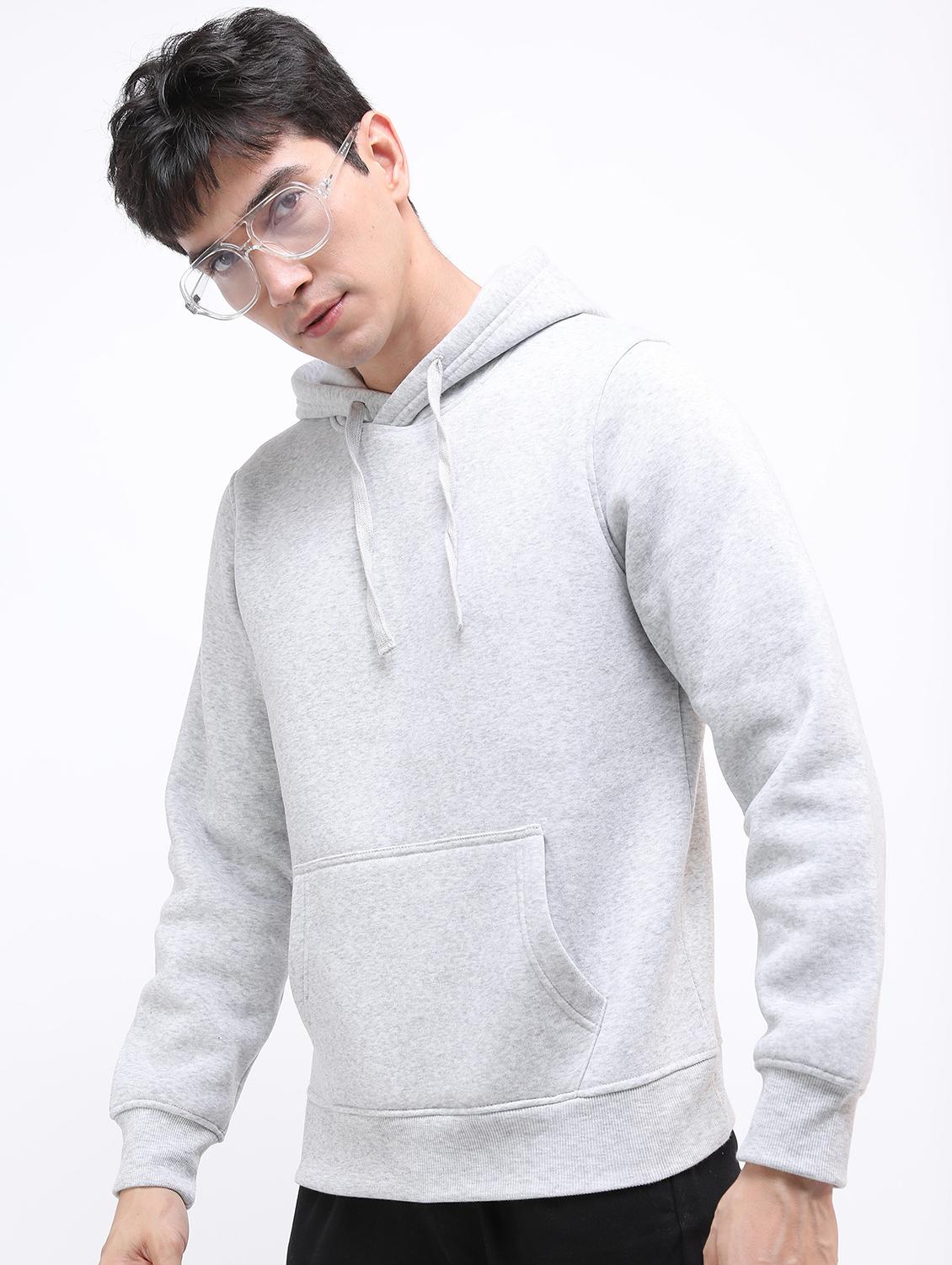 men plain hooded long sleeve sweatshirt - 21596450 - Standard Image - 1