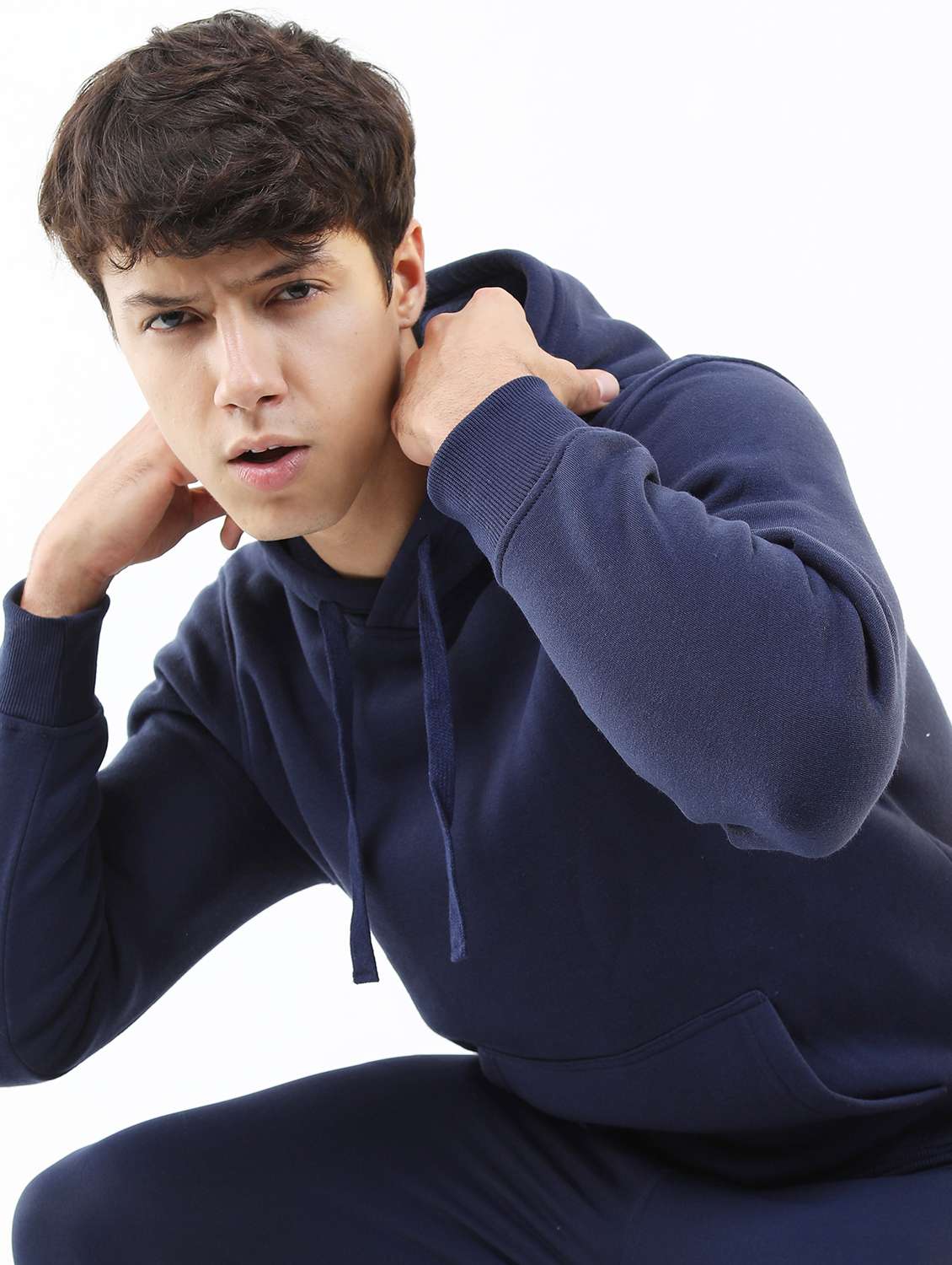 men plain hooded long sleeve sweatshirt - 21596451 - Standard Image - 1