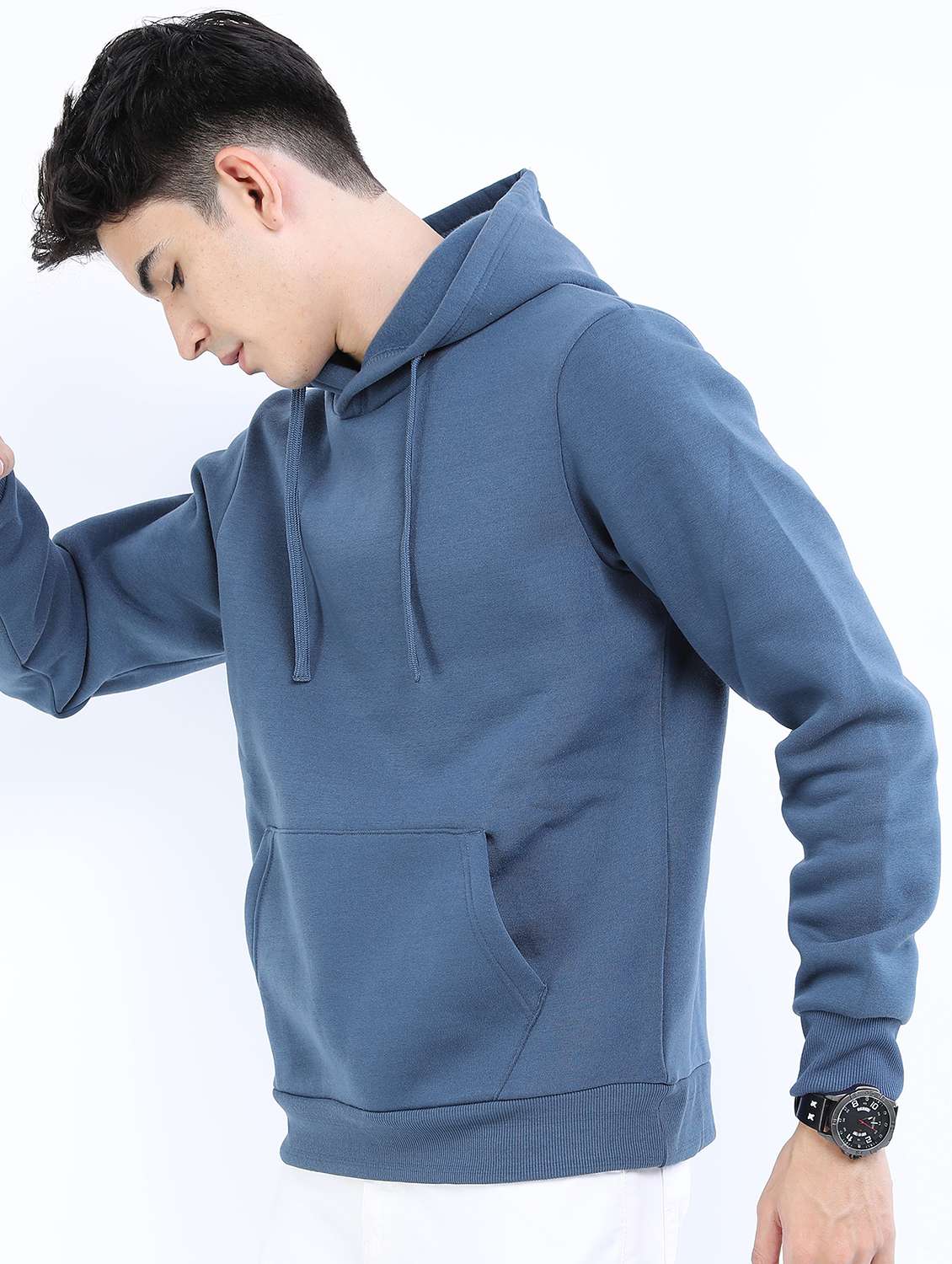 men plain hooded long sleeve sweatshirt - 21596456 -  Standard Image - 1