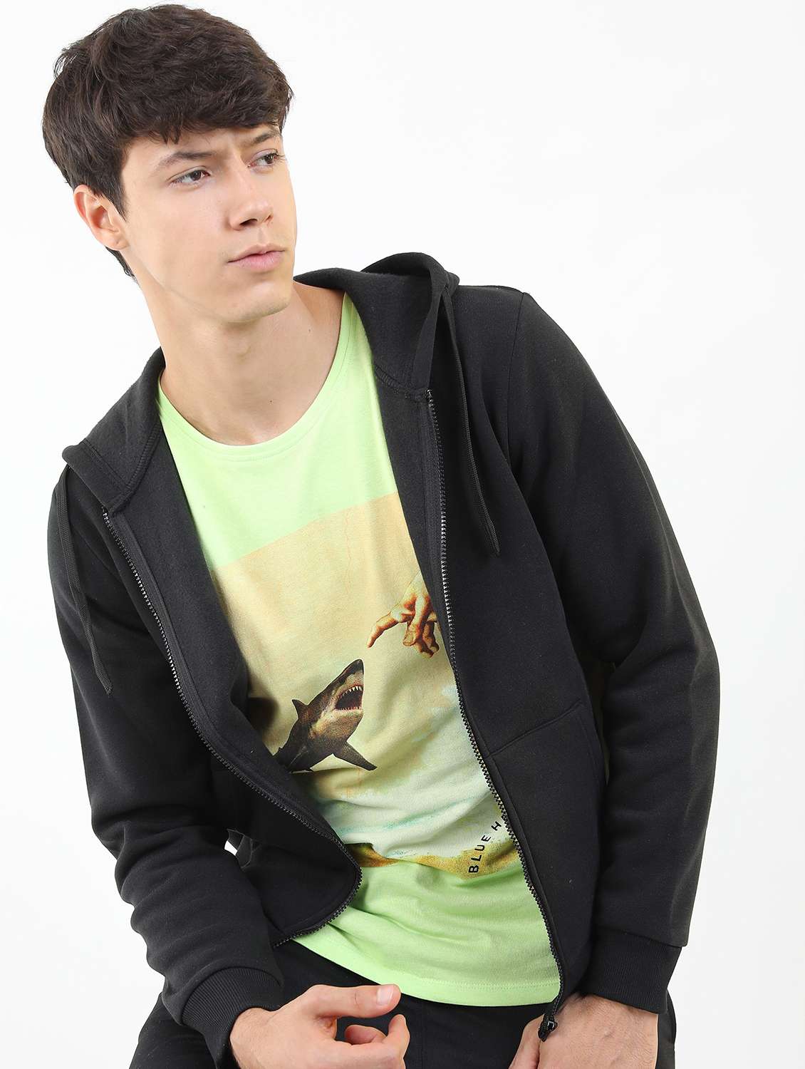 men plain hooded long sleeve sweatshirt - 21596457 -  Standard Image - 1