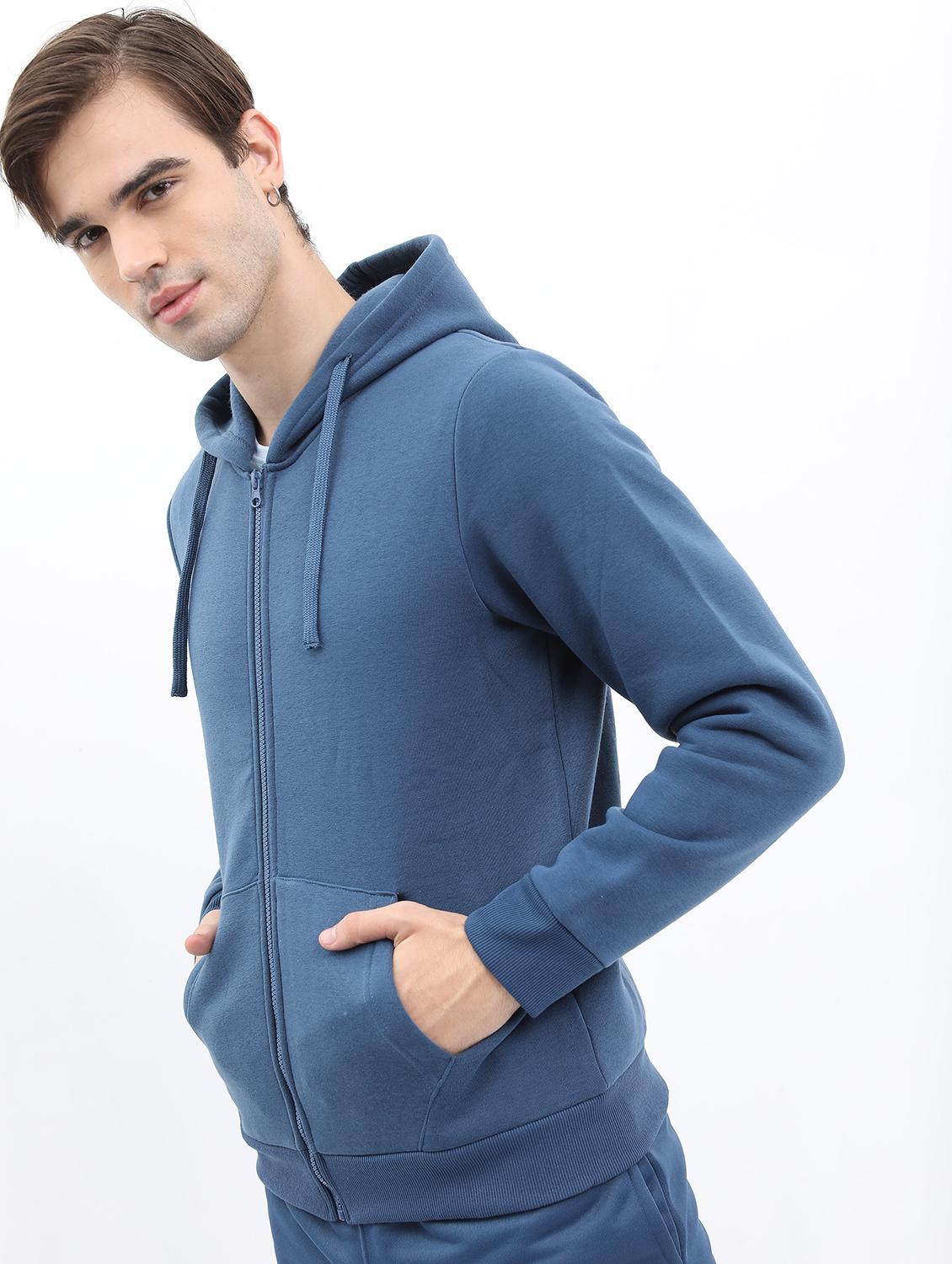men plain hooded long sleeve sweatshirt - 21596462 - Standard Image - 1