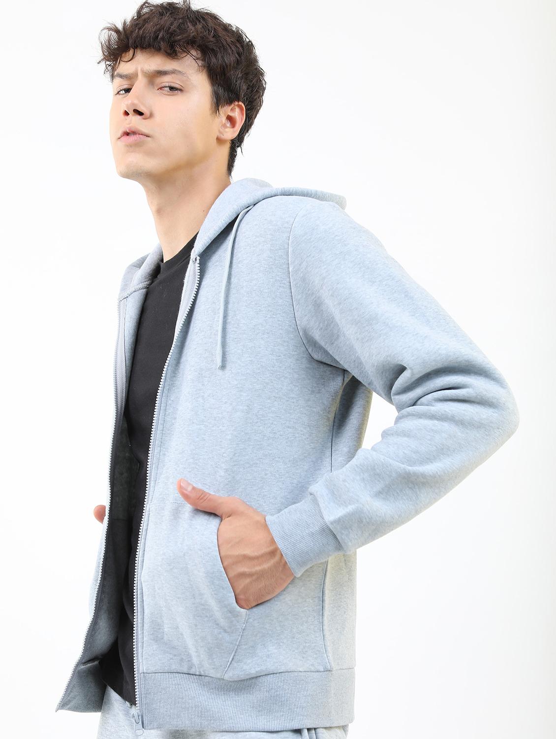 men plain hooded long sleeve sweatshirt - 21596464 - Standard Image - 1
