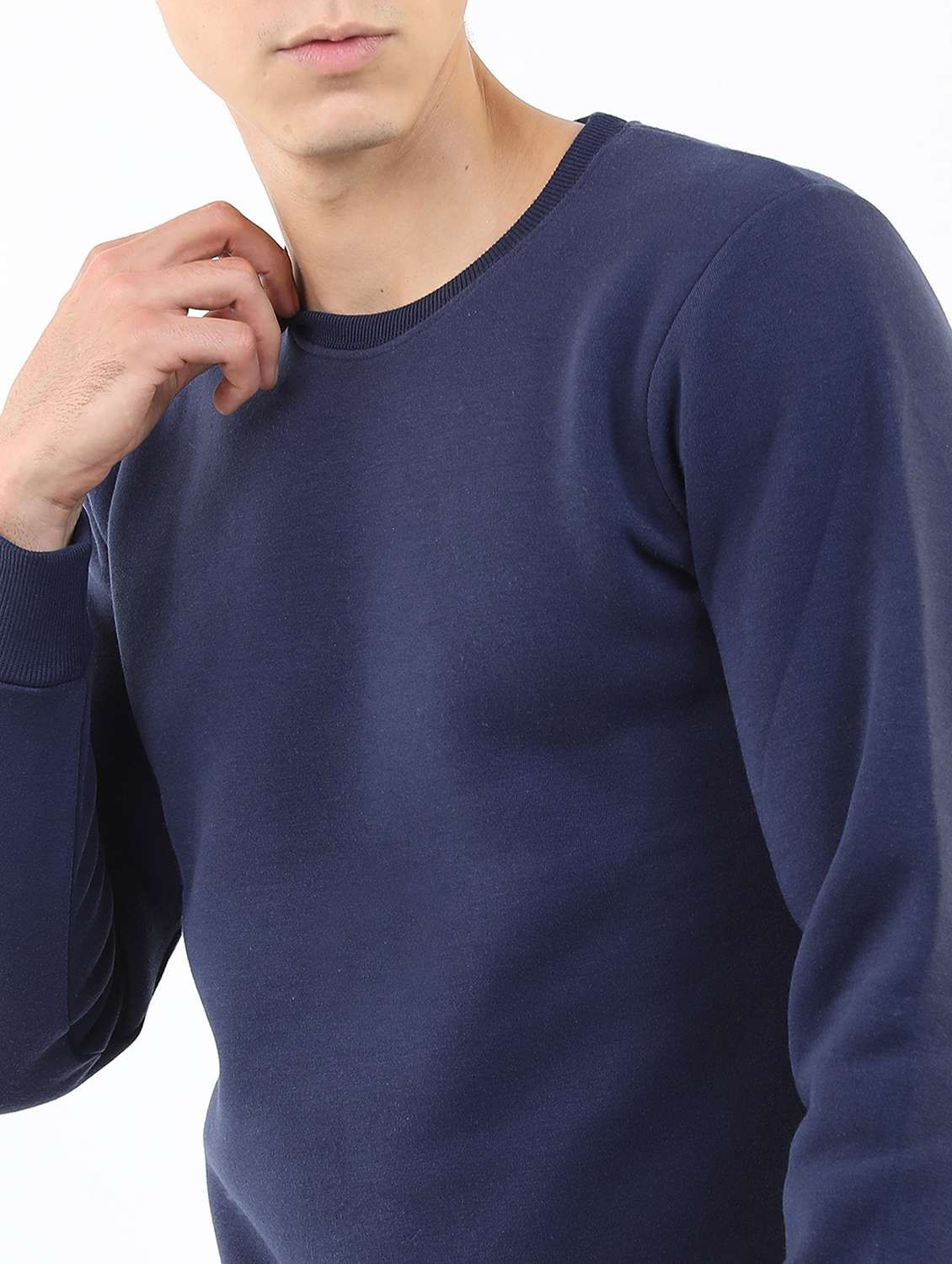 men plain round neck long sleeve sweatshirt - 21596473 - Standard Image - 4