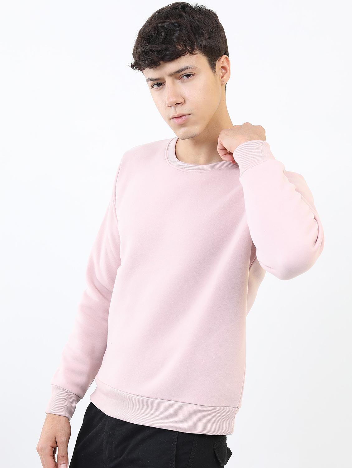 men plain round neck long sleeve sweatshirt