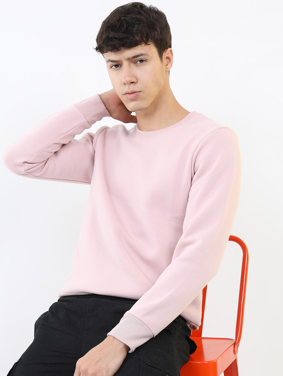 men plain round neck long sleeve sweatshirt - 21596475 - Standard Image - 1