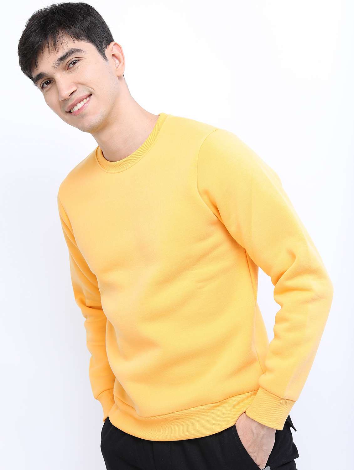 men plain round neck long sleeve sweatshirt - 21596476 -  Standard Image - 1