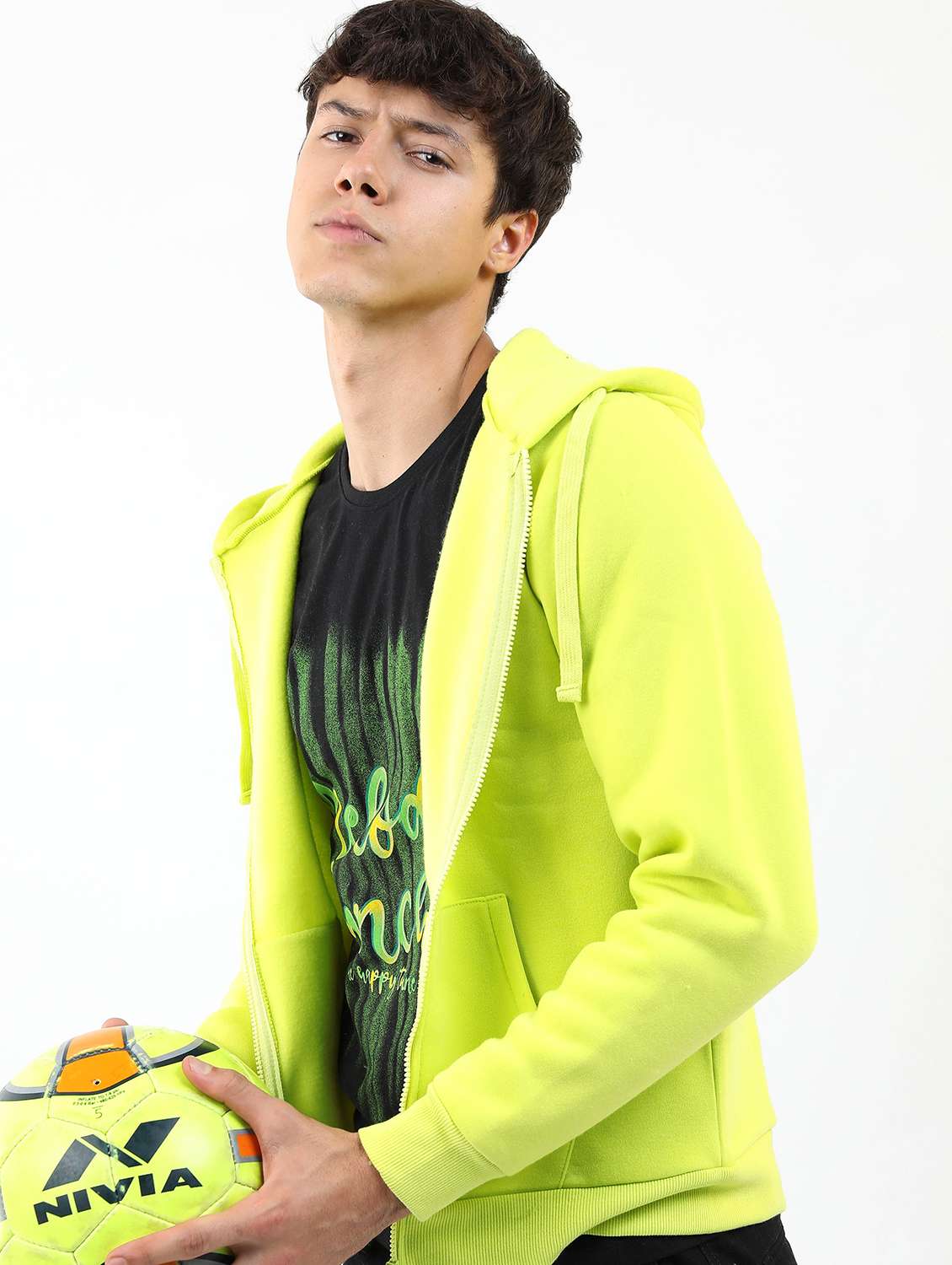 men solid zipper hooded sweatshirt - 21596485 -  Standard Image - 1