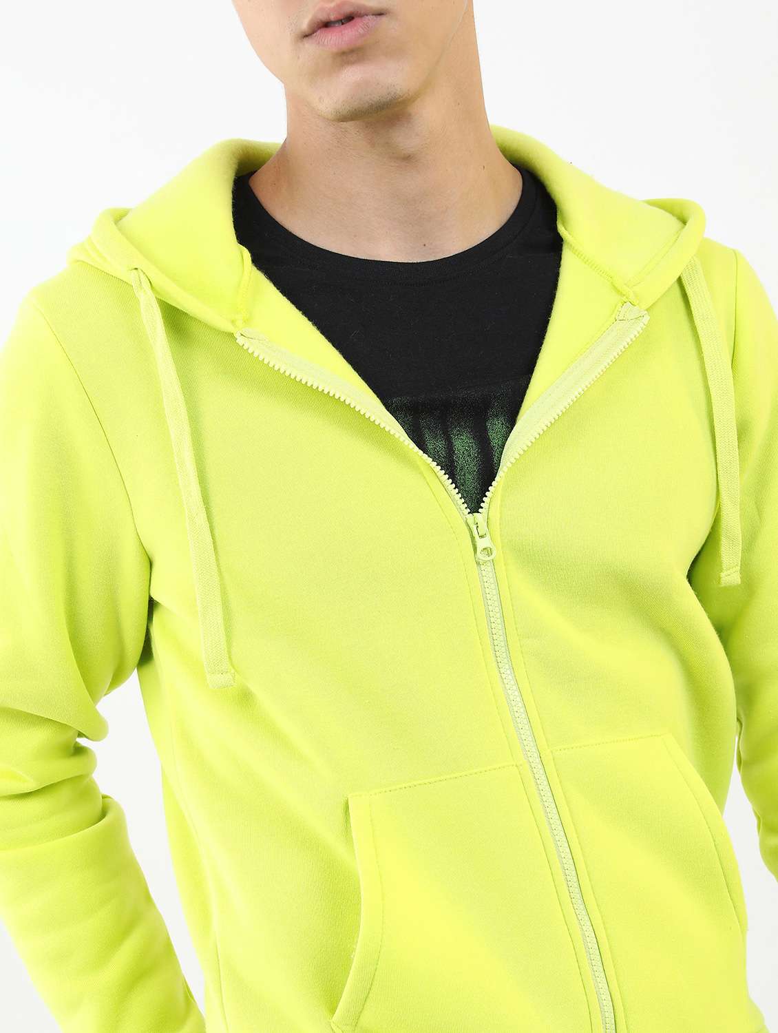 men solid zipper hooded sweatshirt - 21596485 -  Standard Image - 4