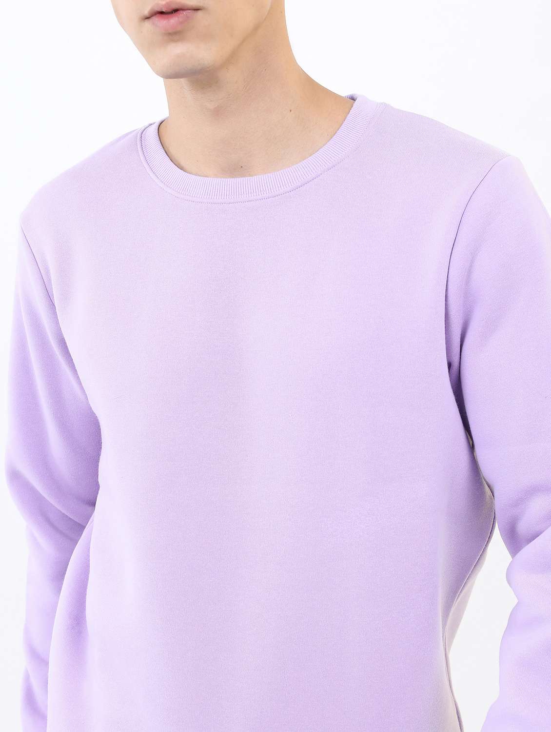 men plain round neck long sleeve sweatshirt - 21596492 -  Standard Image - 4