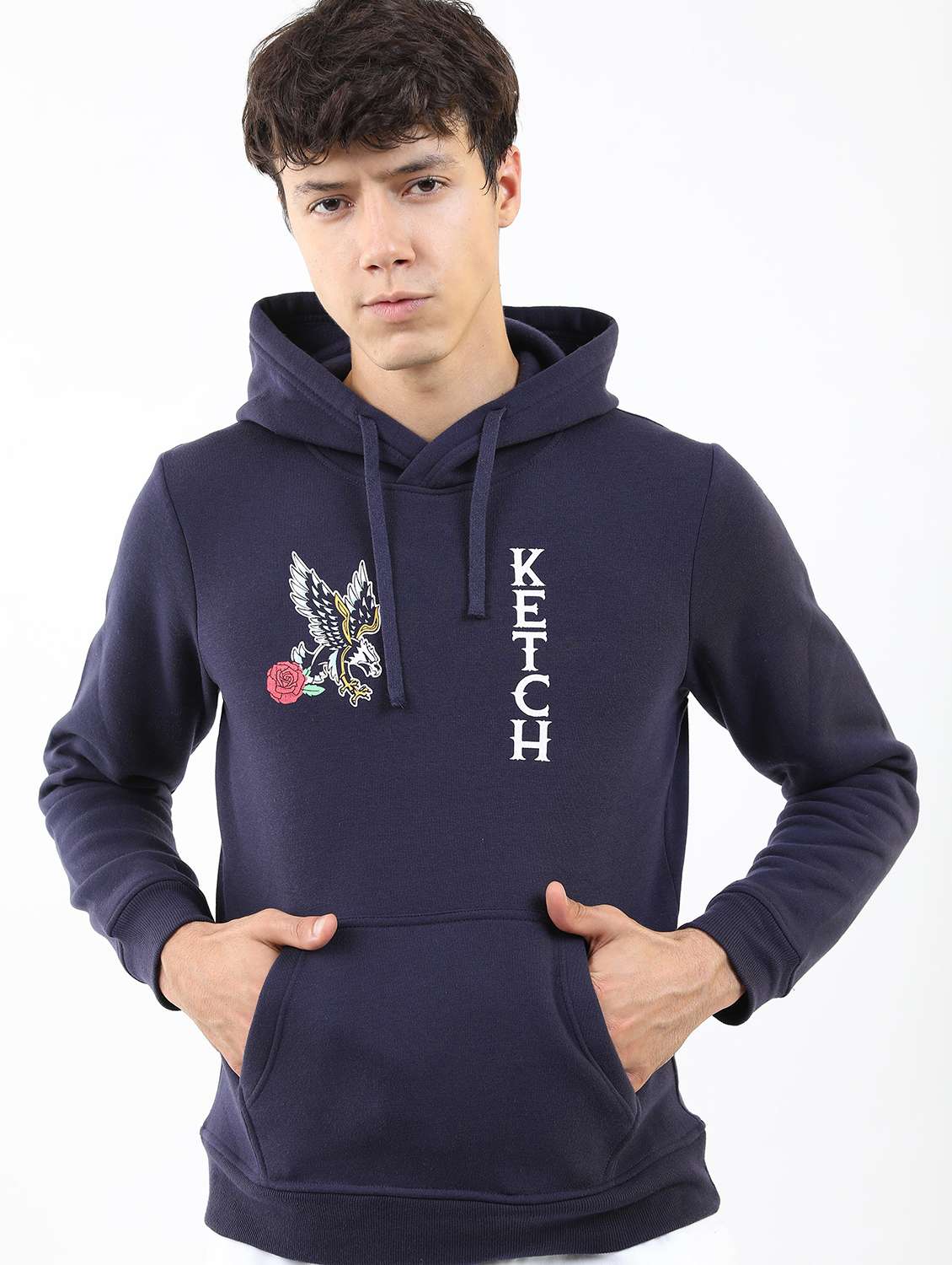 blue cotton blend plain sweatshirt