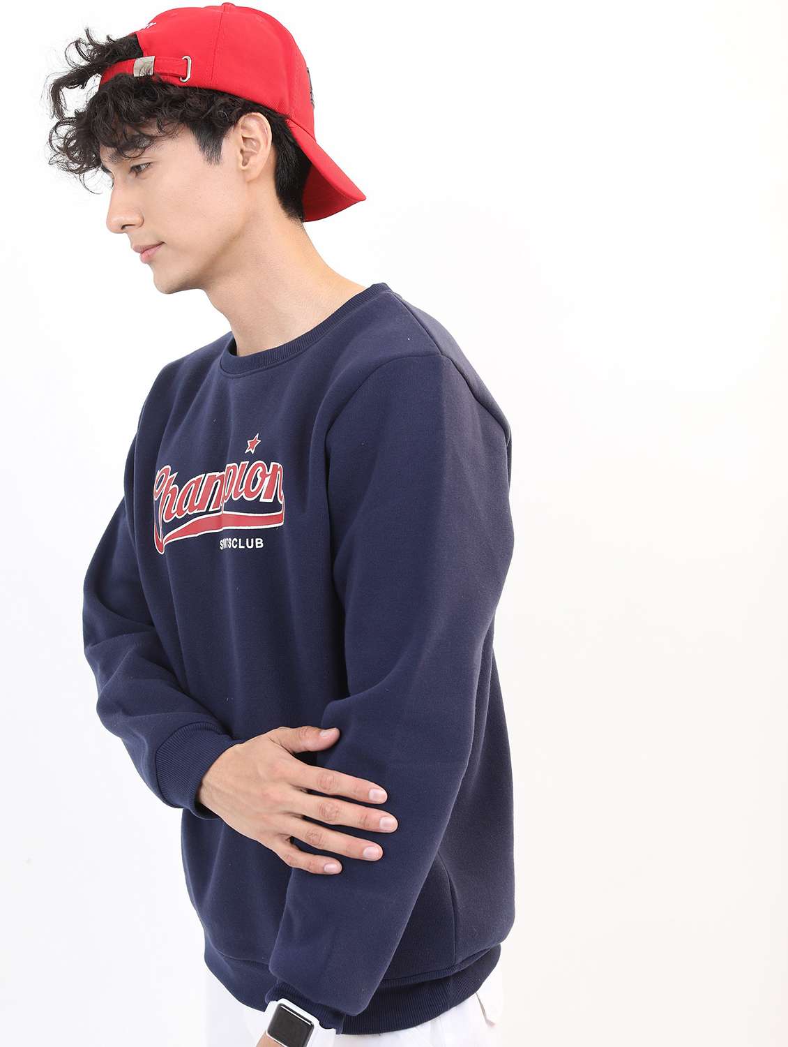 men chest print pullover long sleeve sweatshirt - 21596505 -  Standard Image - 1