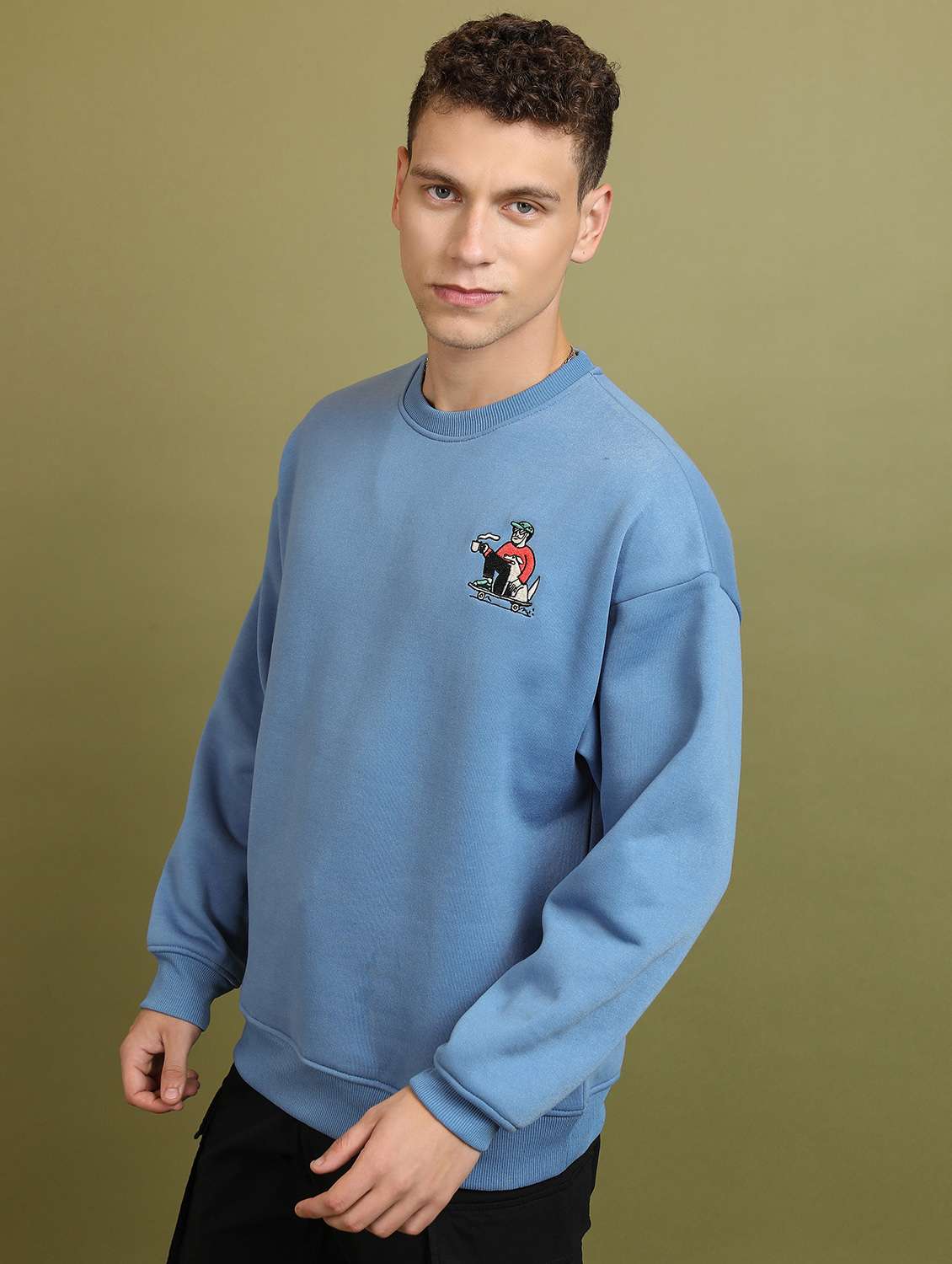 men solid pullover long sleeve sweatshirt - 21596513 - Standard Image - 1
