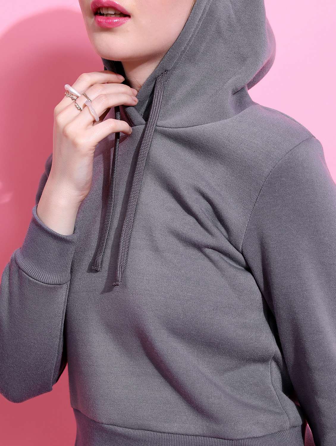 women grey plain sweatshirt - 21596520 - Standard Image - 4