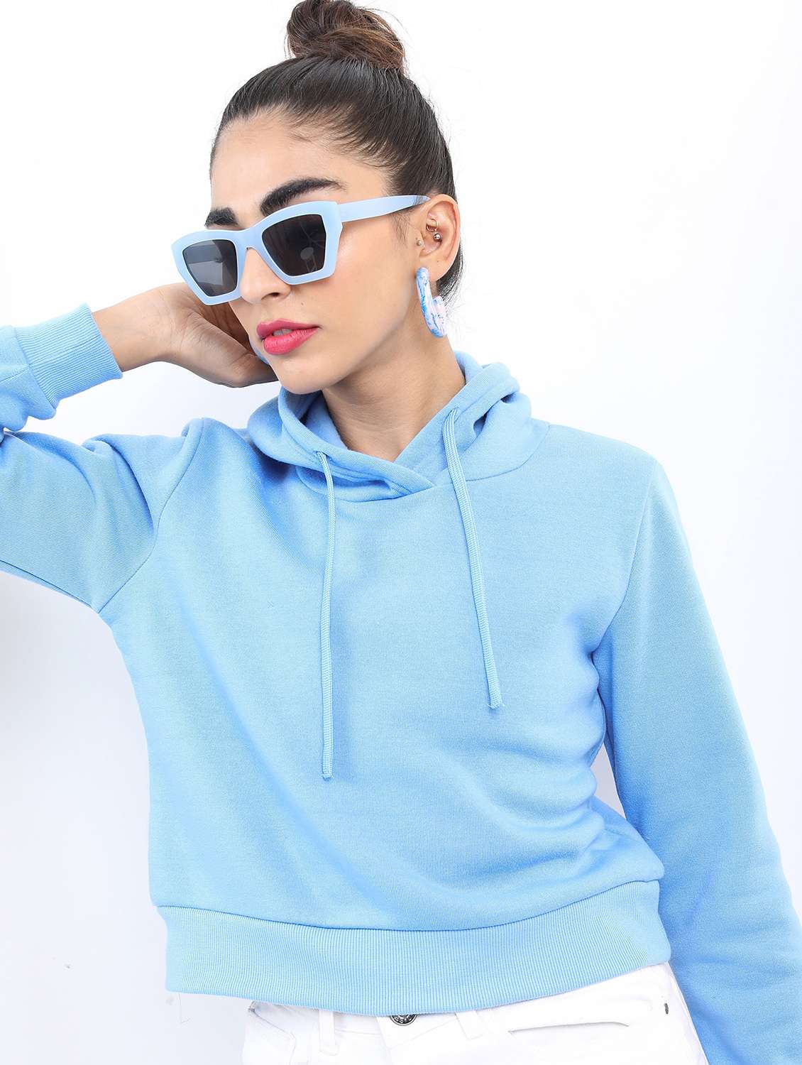 women light blue plain sweatshirt